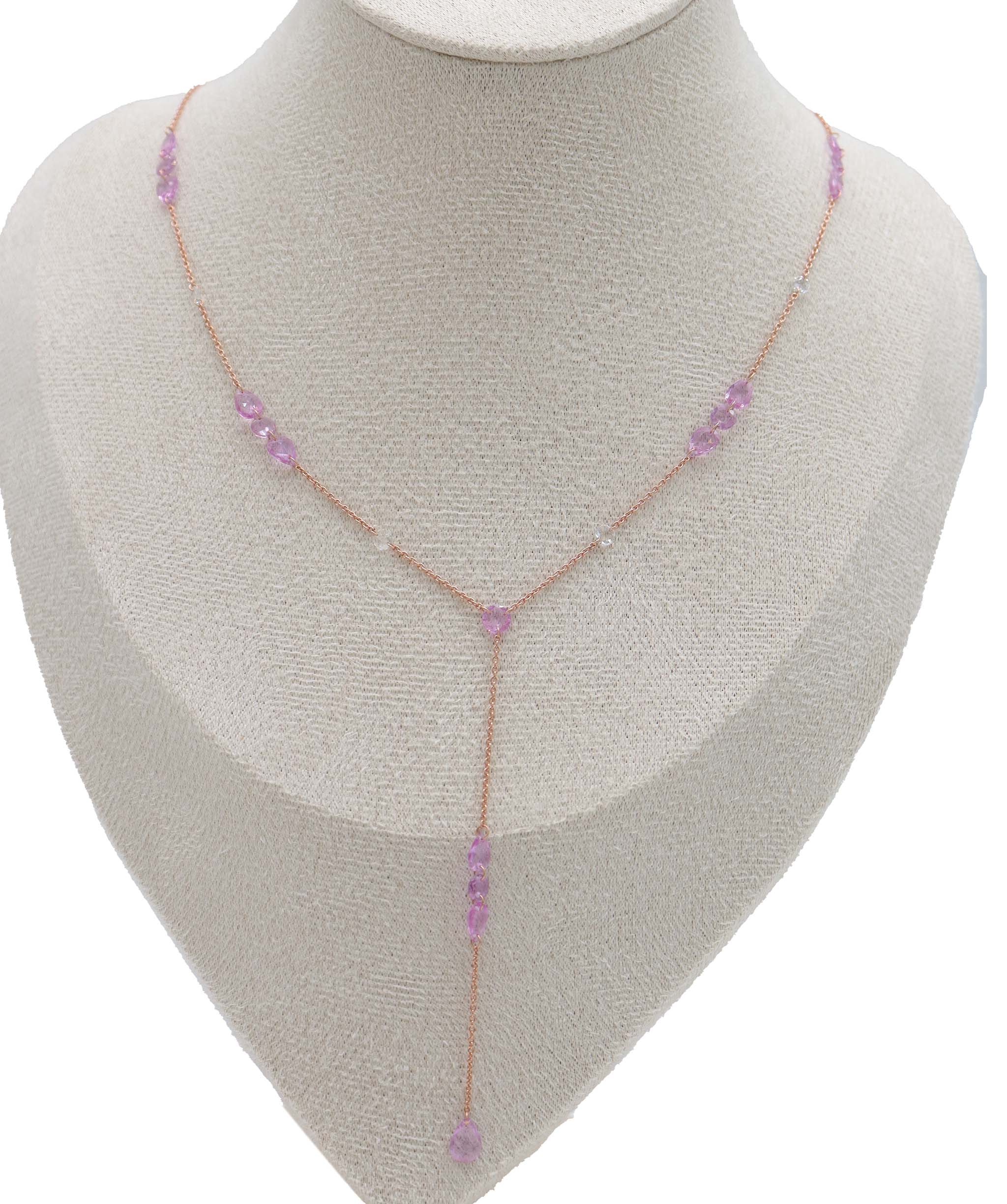 5.25CT PINK SAPPHIRE ROSECUT 3D (H) NECKLACE C12633