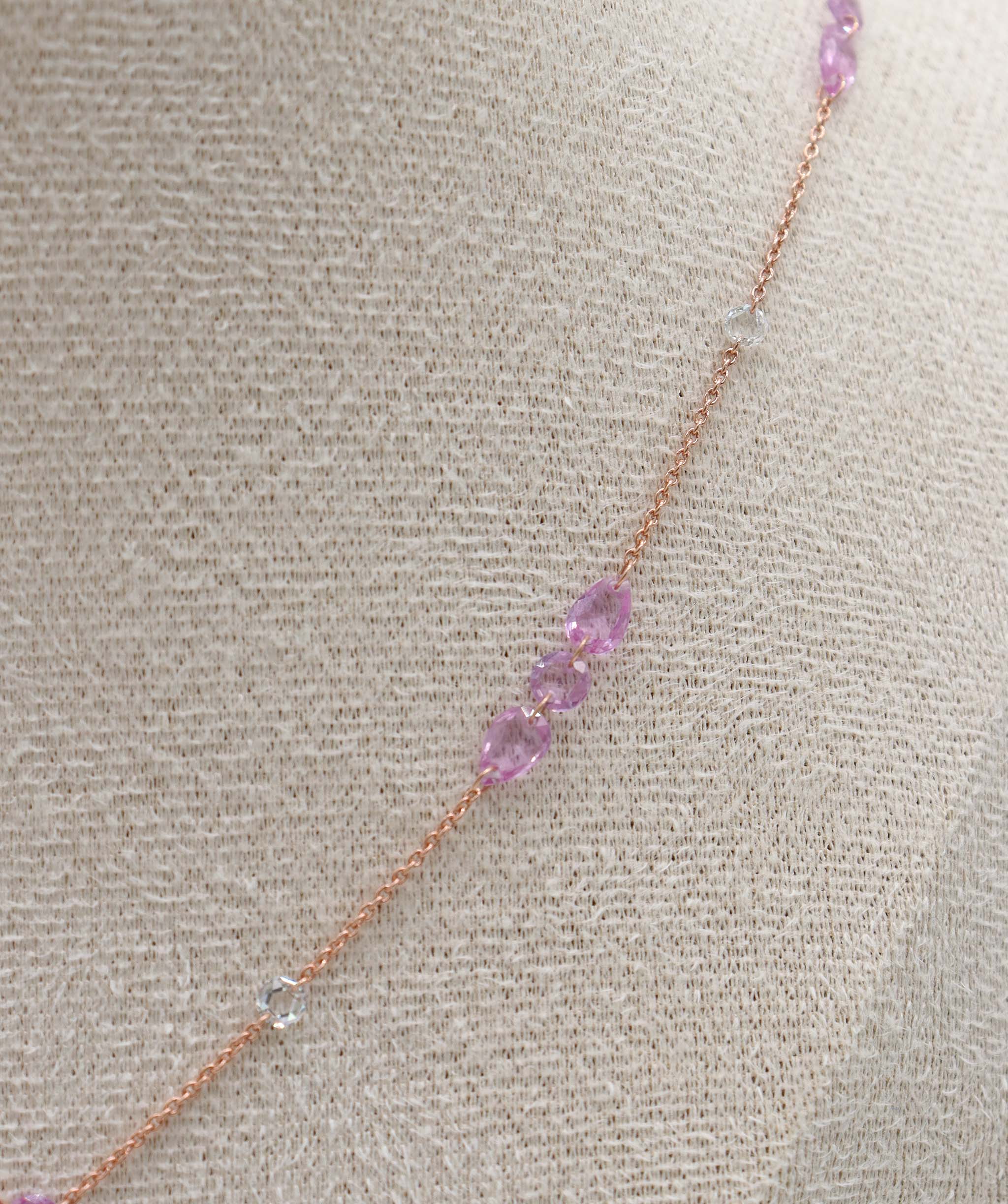 5.25CT PINK SAPPHIRE ROSECUT 3D (H) NECKLACE C12633