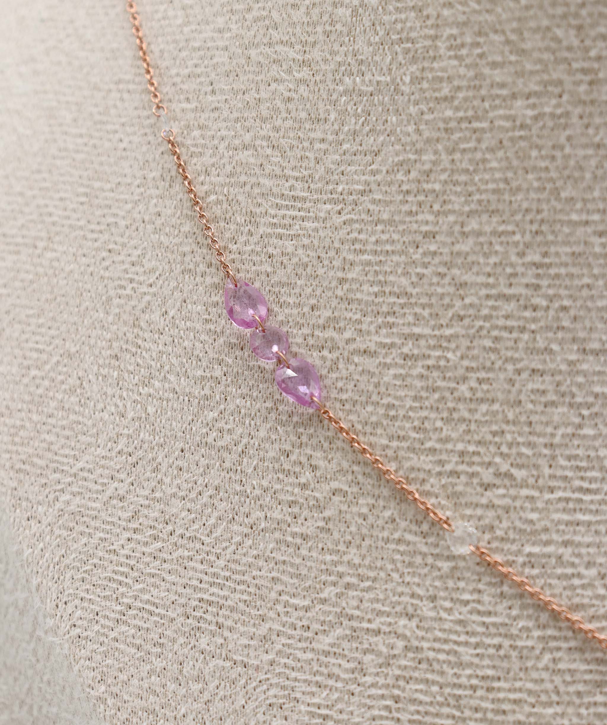 5.25CT PINK SAPPHIRE ROSECUT 3D (H) NECKLACE C12633