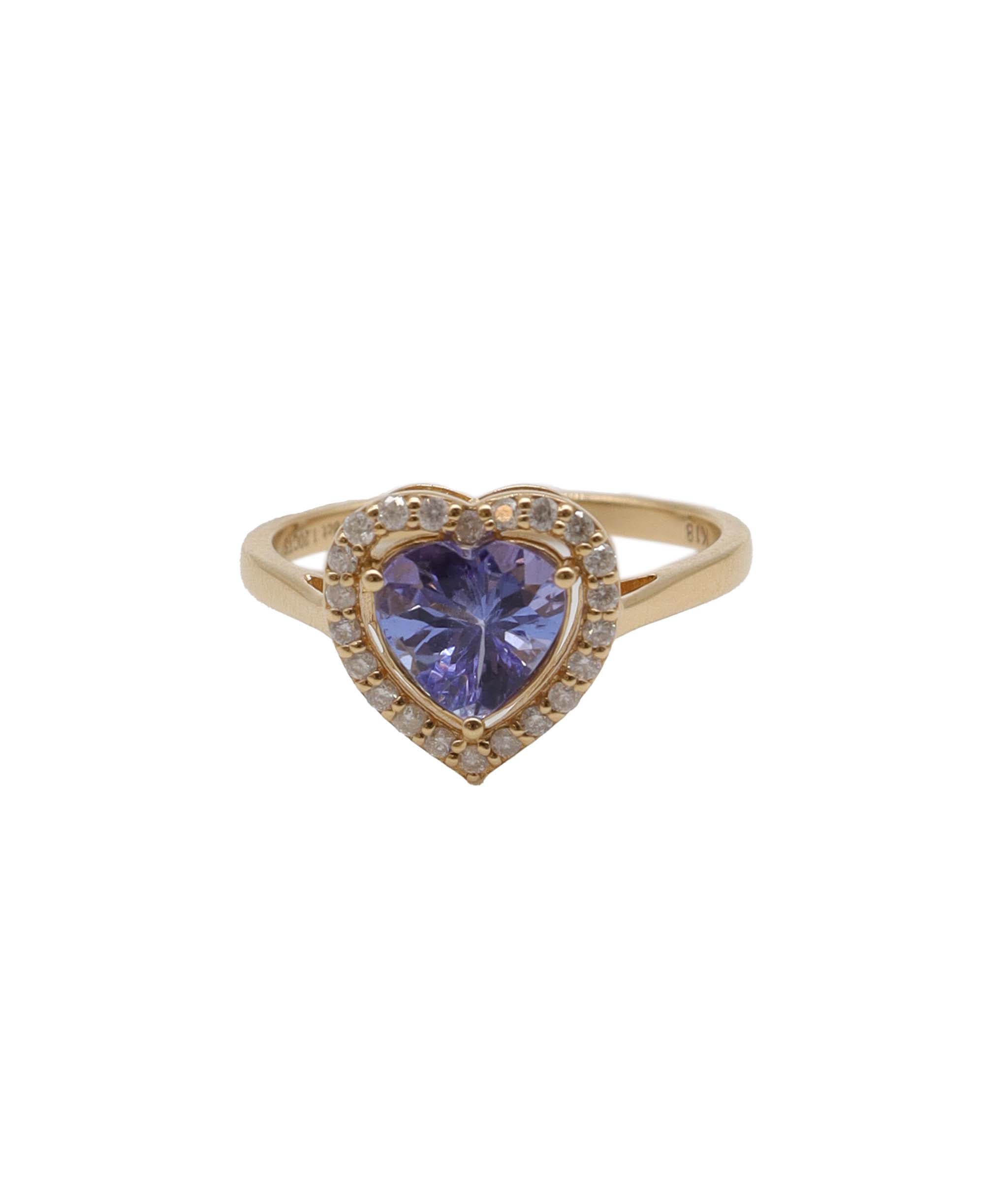 Tanzanite Halo heart ring 1.2ct YG DXBS0914