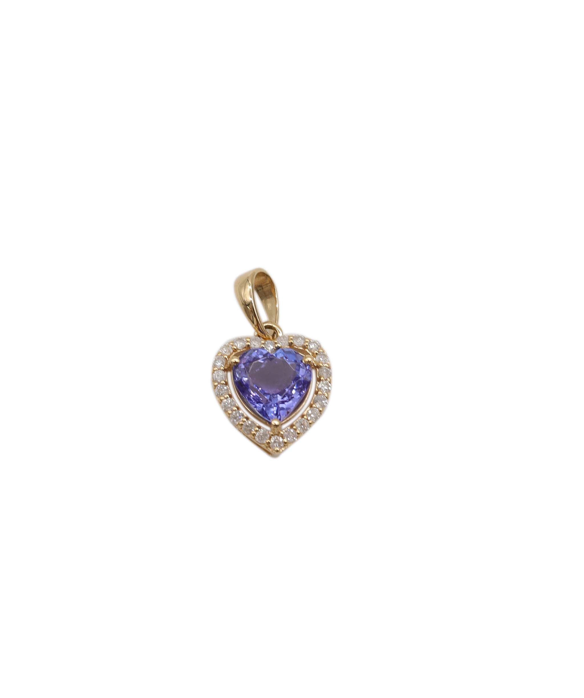 tanzanite halo heart pandant YG 1.2ct DXBS0905