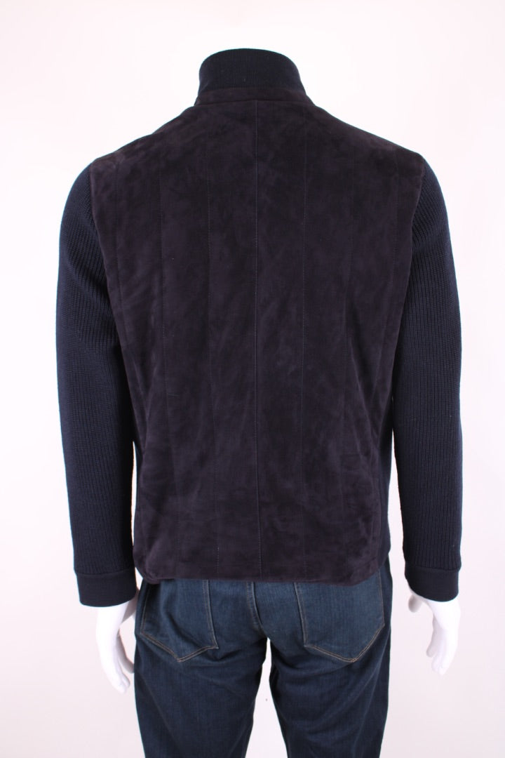Ermenegildo Zegna Suede/ Knitted Sleeve Jacket Navy S