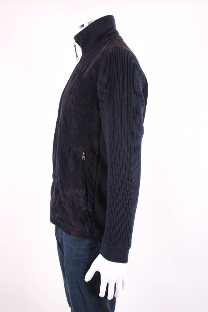 Ermenegildo Zegna Suede/ Knitted Sleeve Jacket Navy S