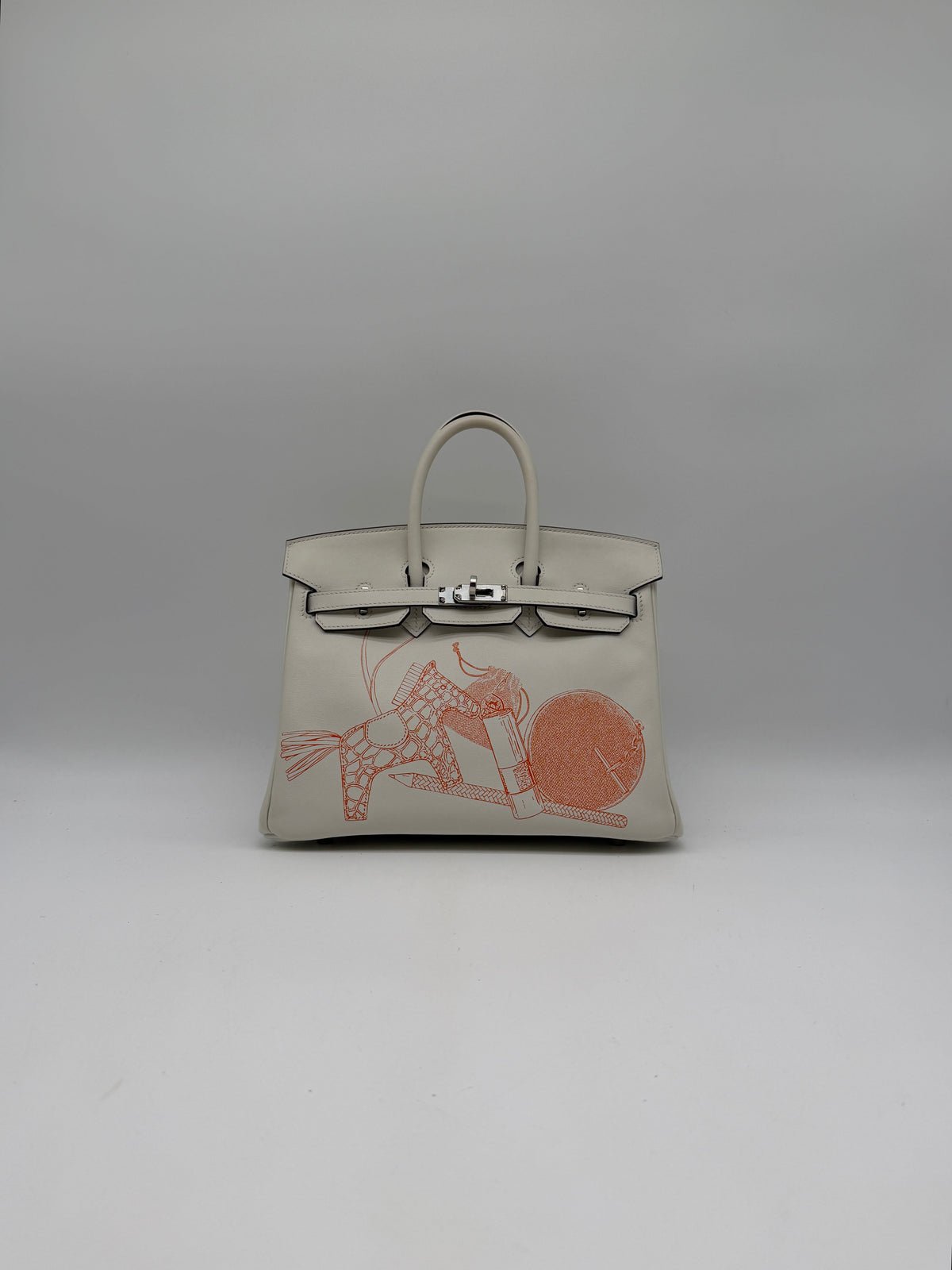 Hermès Birkin 25 In and Out Blanc/Orange Swift Palladium Hardware