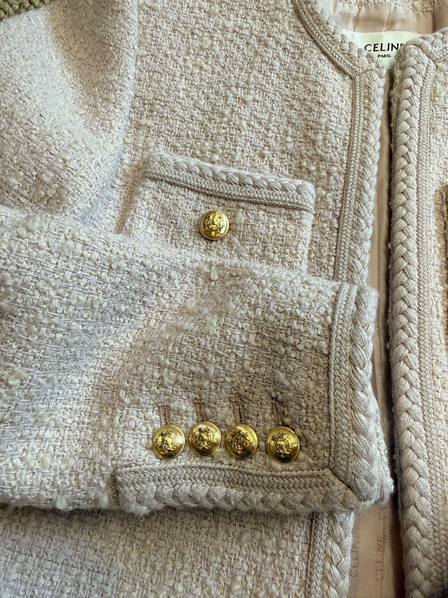 CELINE Tweed Jacket Blush Pink-Size 34