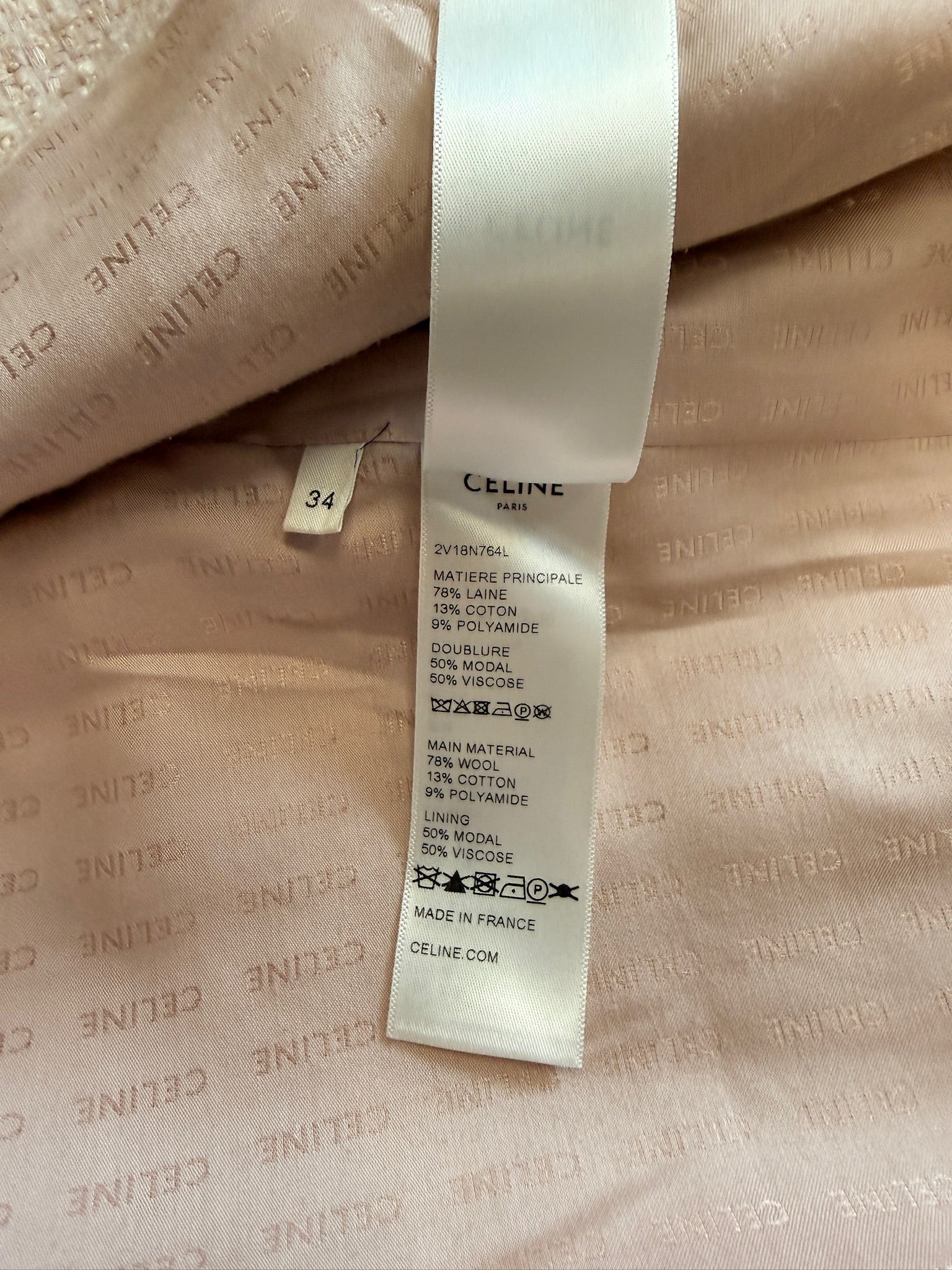 CELINE Tweed Jacket Blush Pink-Size 34