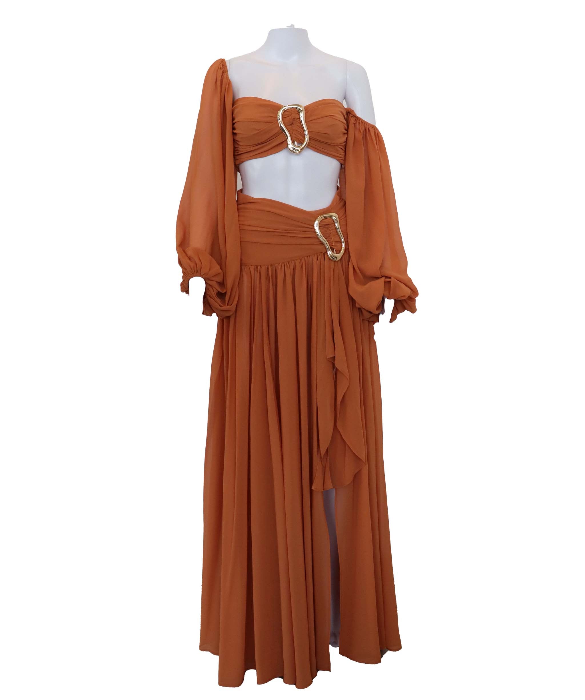Long gown Michael Costello brown orange ASC7155