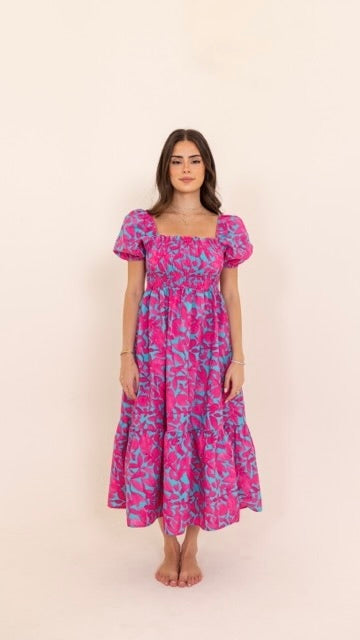 BLOSSOM BREEZE PUFFY SLEEVES  DRESS (فستان)