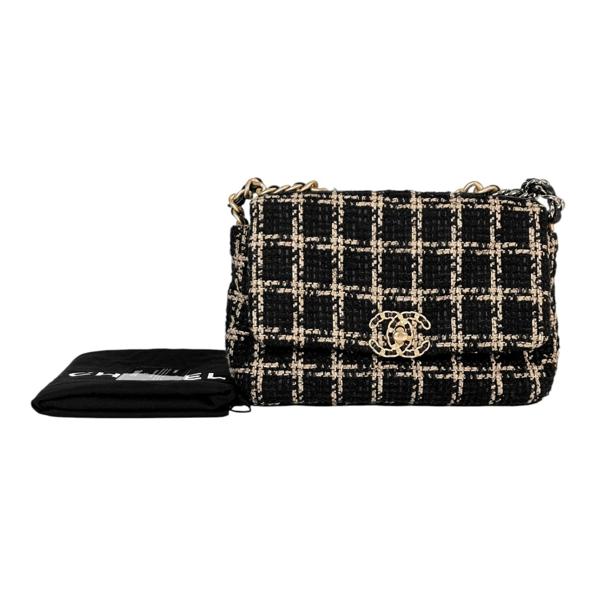 Chanel 19 Small Black Tweed Bag