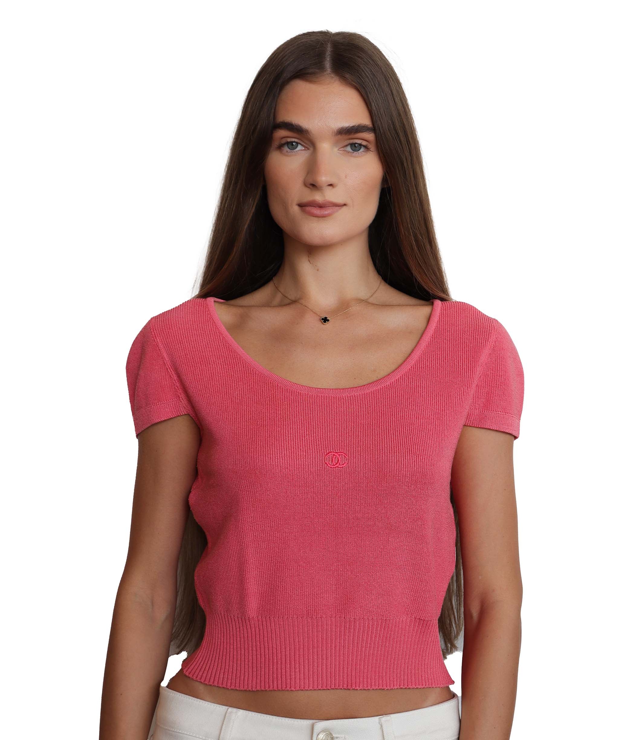 Chanel hot pink vintage cc t shirt  DXBV0866