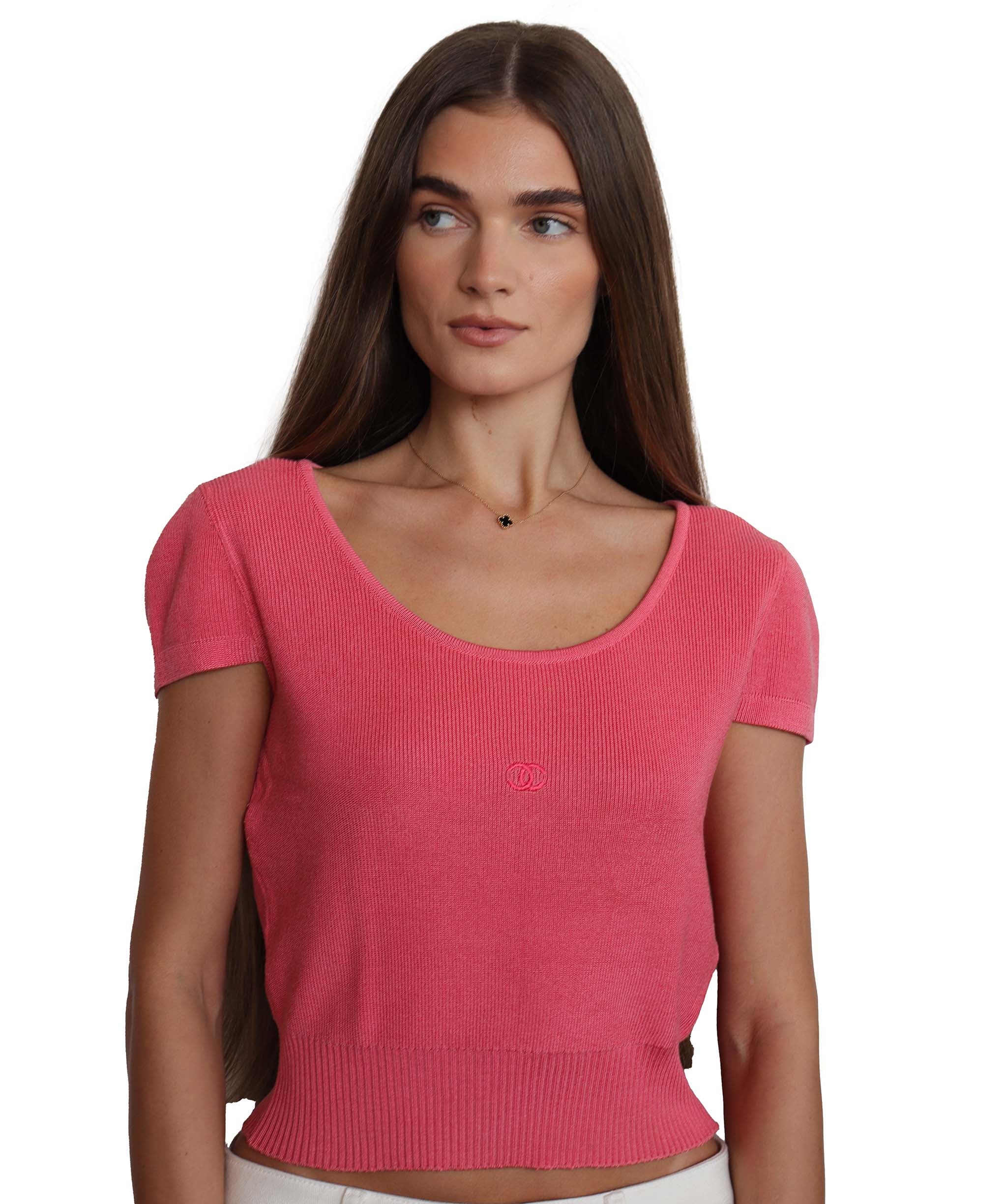 Chanel hot pink vintage cc t shirt  DXBV0866