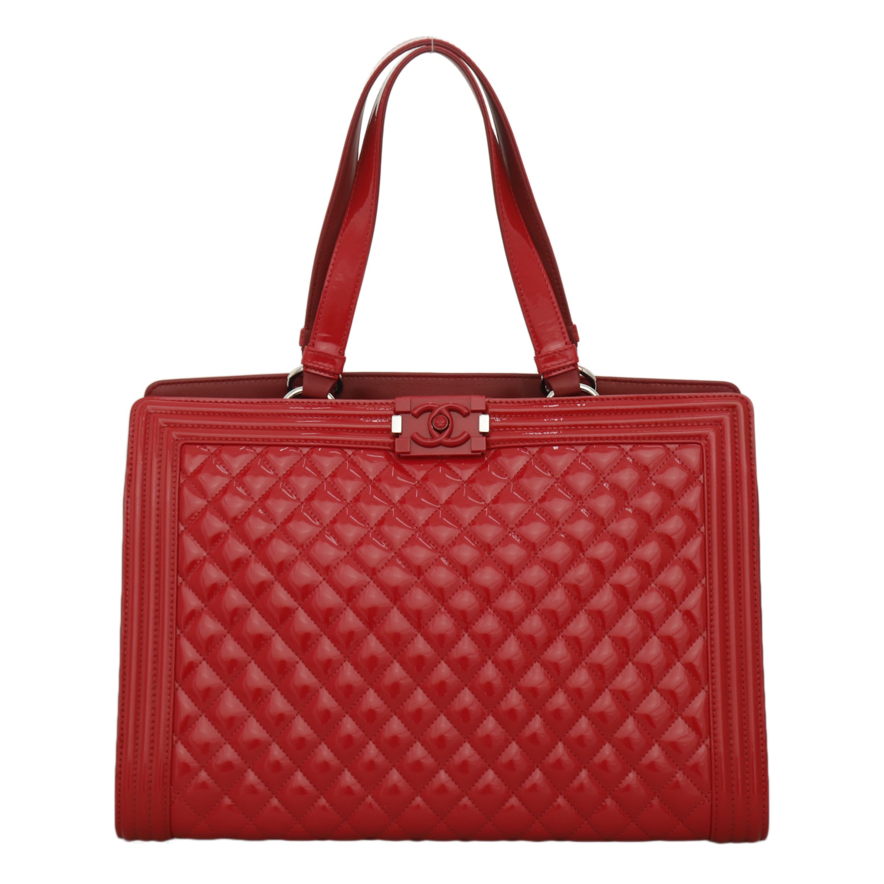 Chanel Quilted Patent Leather Plexiglass Boy Shopping Tote Bag CHA11145B
