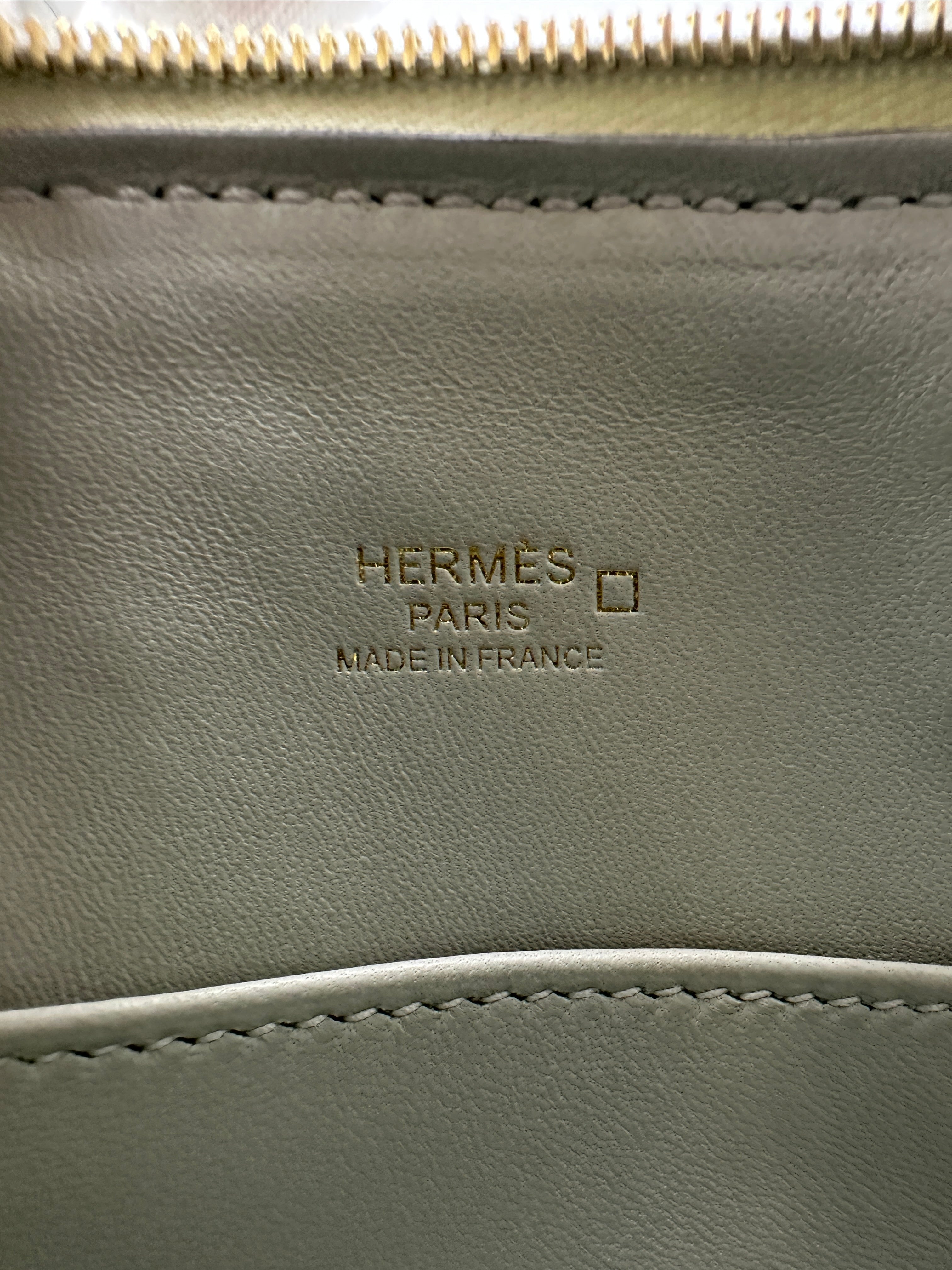 Hermès Mini Bolide Gris Neve Matte Alligator Gold Hardware