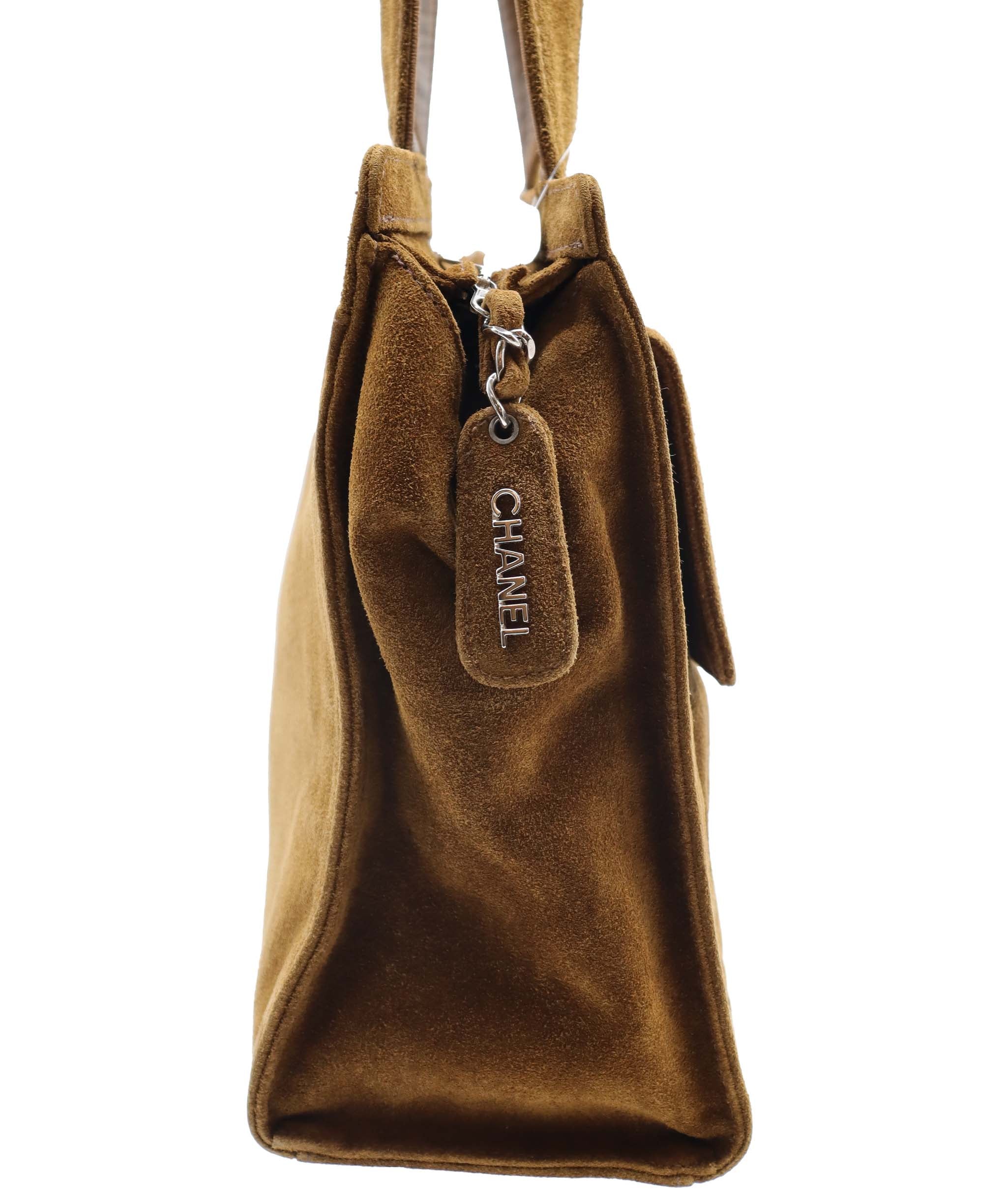 Chanel Turnlock Suede Tore Bag Light Brown DXBS6081