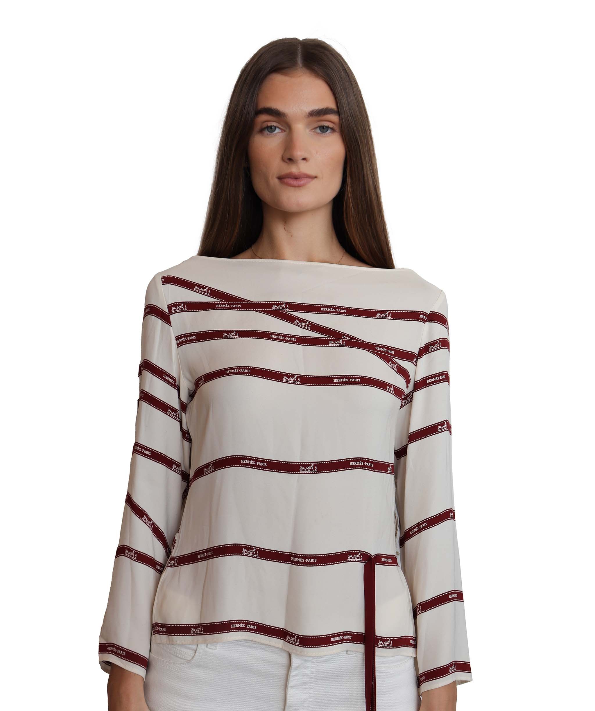 Hermes Long Sleeve Top WW42142 Off White DXBS2315