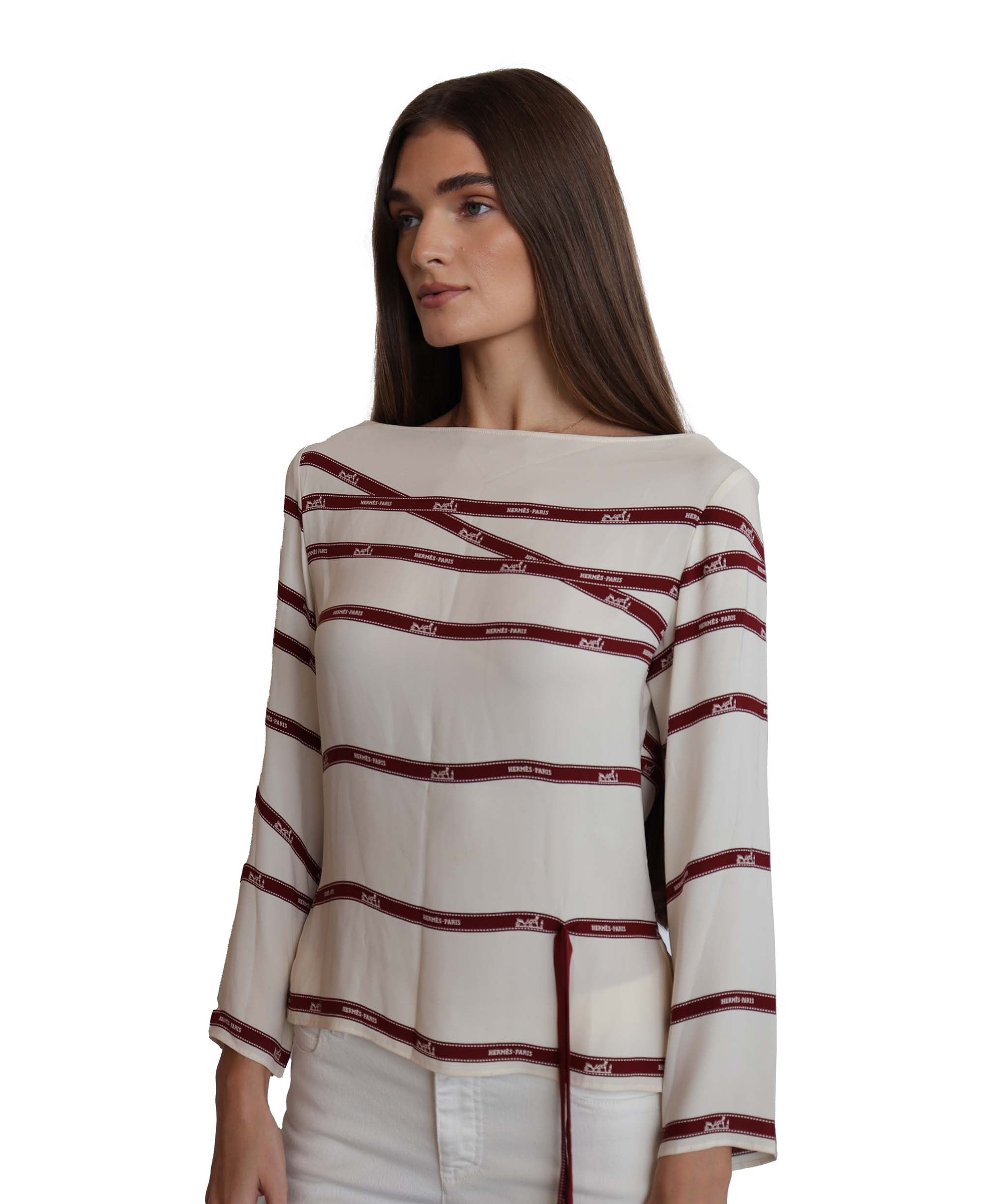 Hermes Long Sleeve Top WW42142 Off White DXBS2315