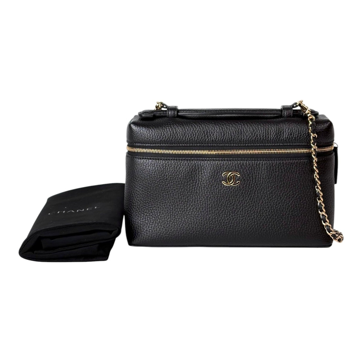 Chanel Large Black Large Top Handle Vanity Bag