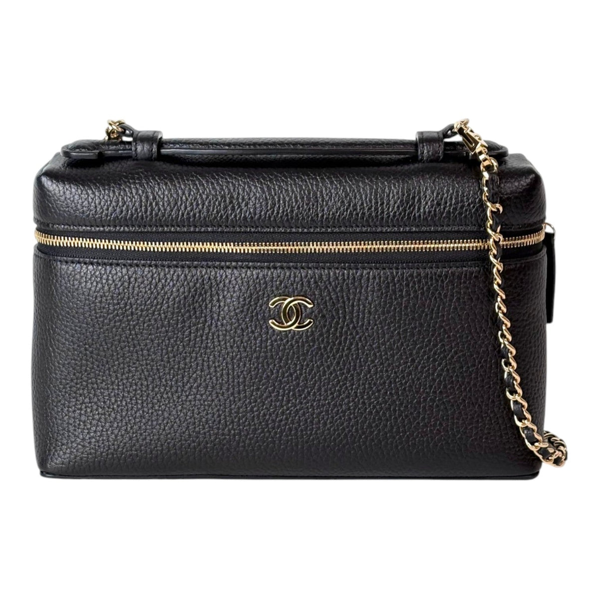 Chanel Large Black Large Top Handle Vanity Bag