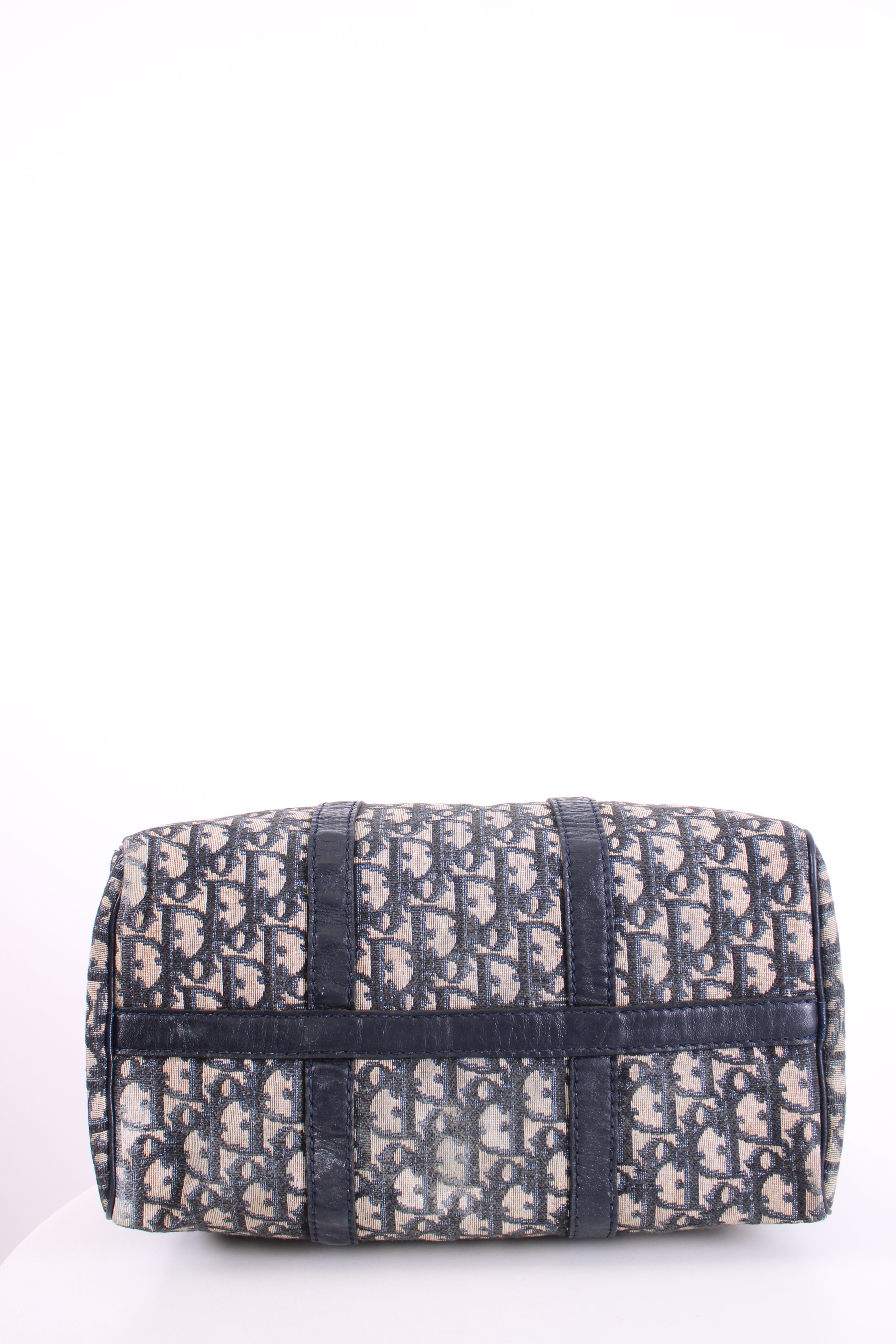 Christian Dior Oblique Monogram Boston Bag Beige/ Navy 30