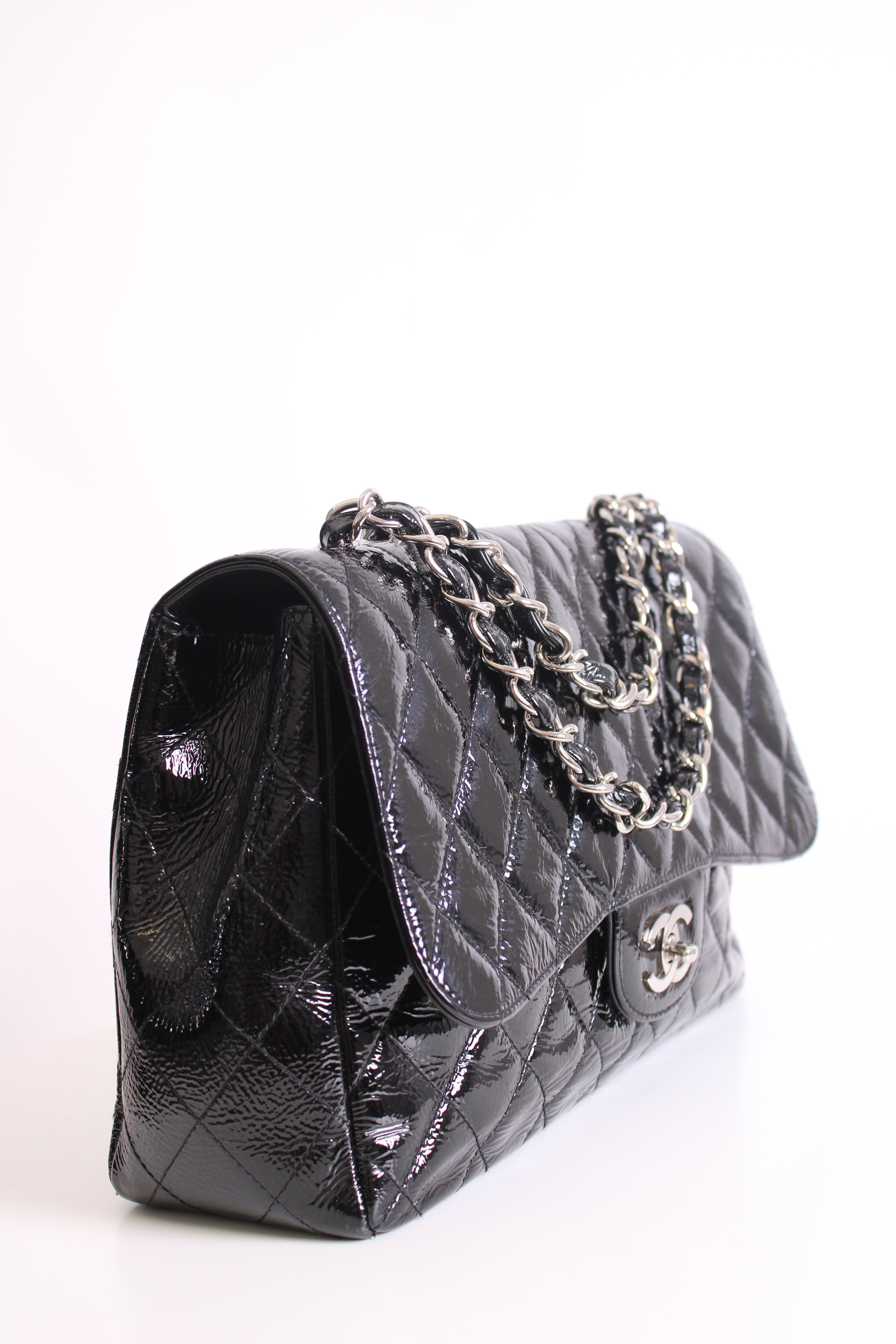 Chanel Patent Medium Classic Flap Bag Black