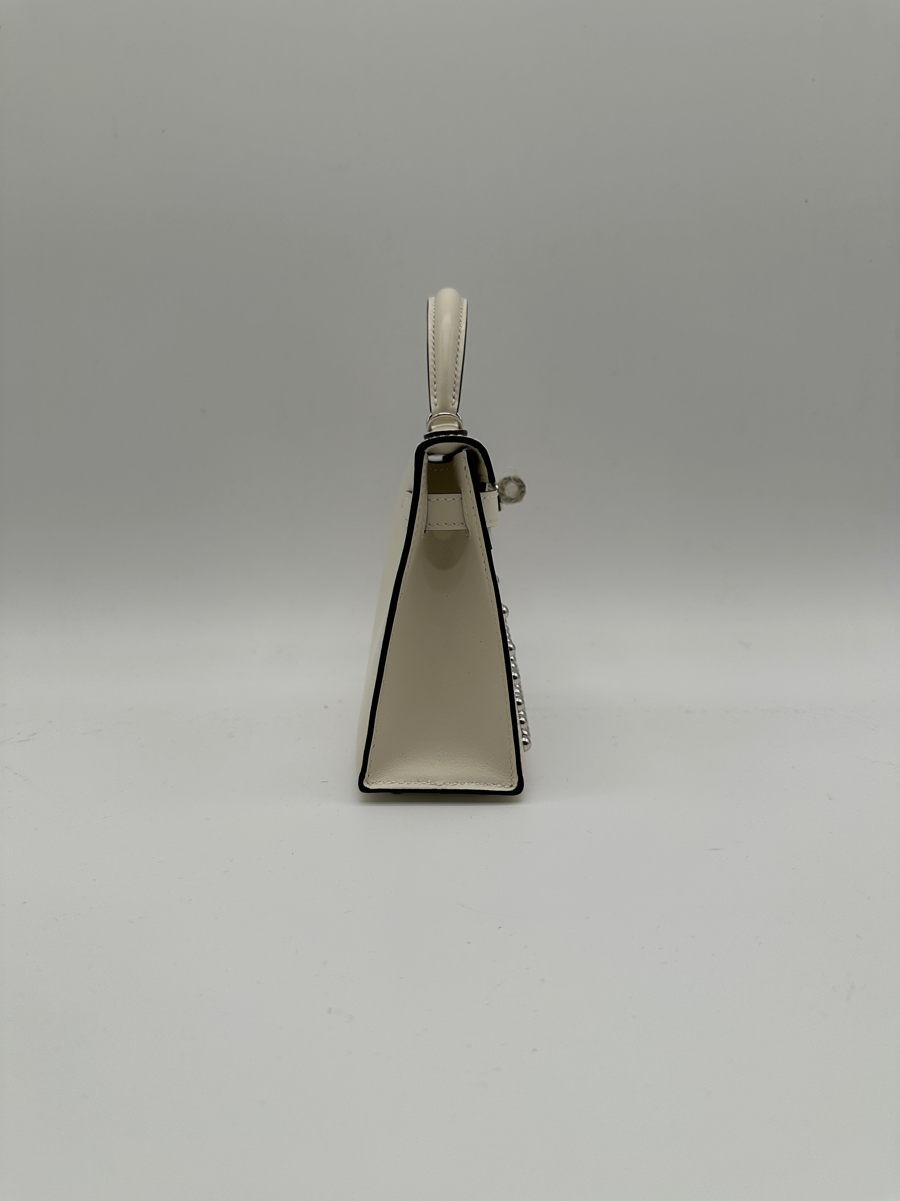 Hermès Mini Kelly Cloute Cream Palladium Hardware G