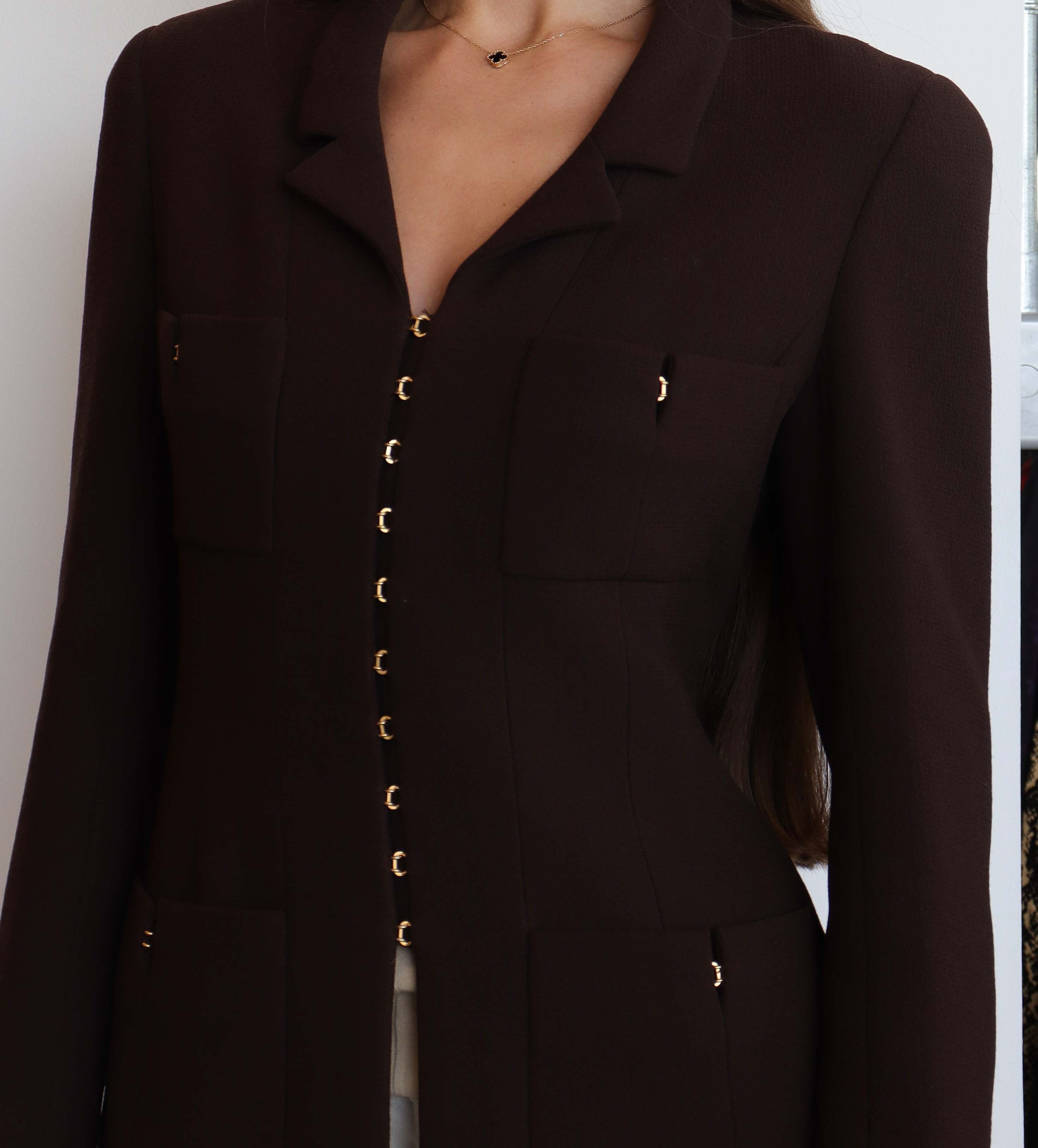 Chanel brown 96P hook and eye jacket - UKC1178