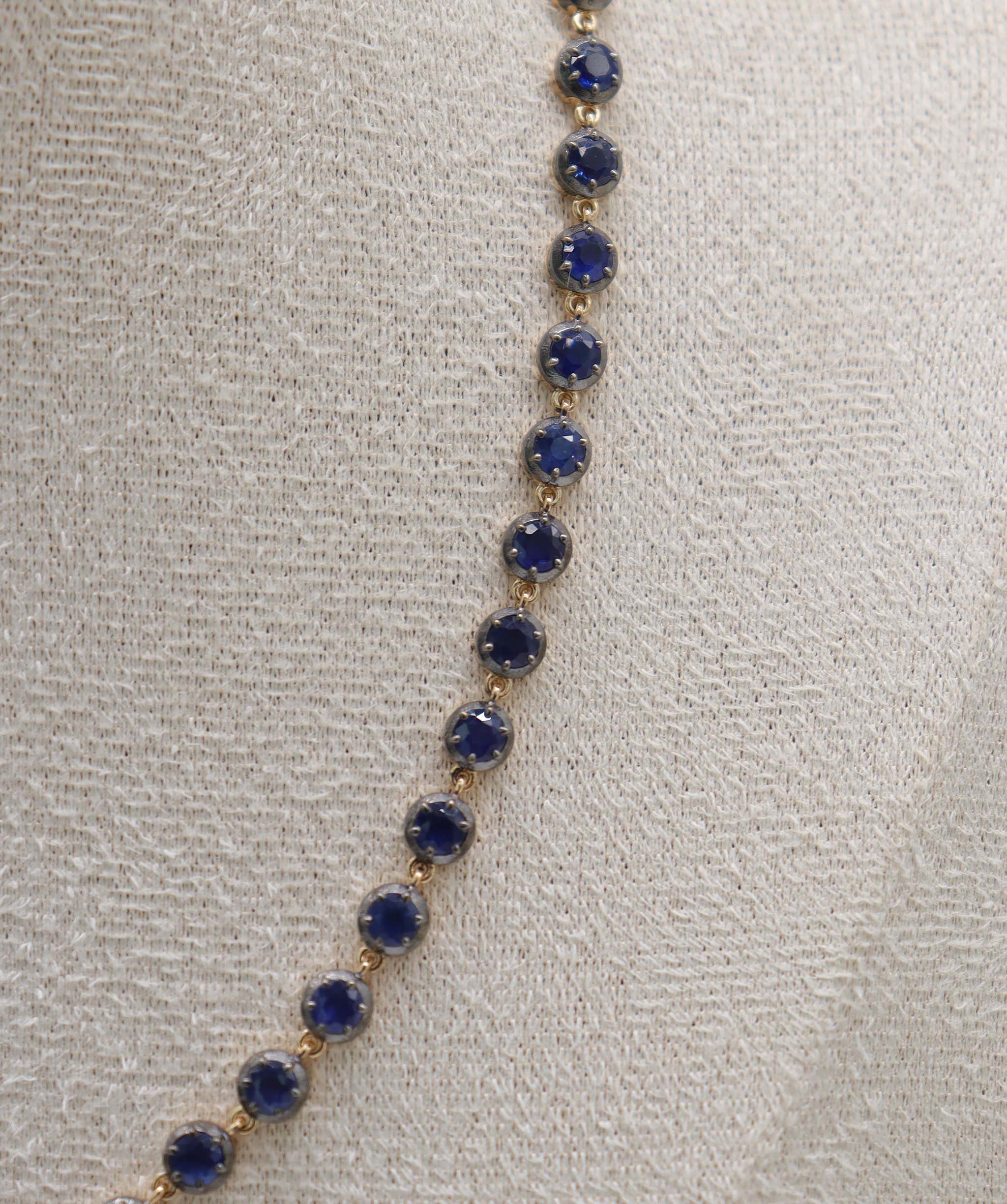 By Sabrina the sovereign necklace  12.91ct Gold-24.11grams 16" Blue Sapphire C13010