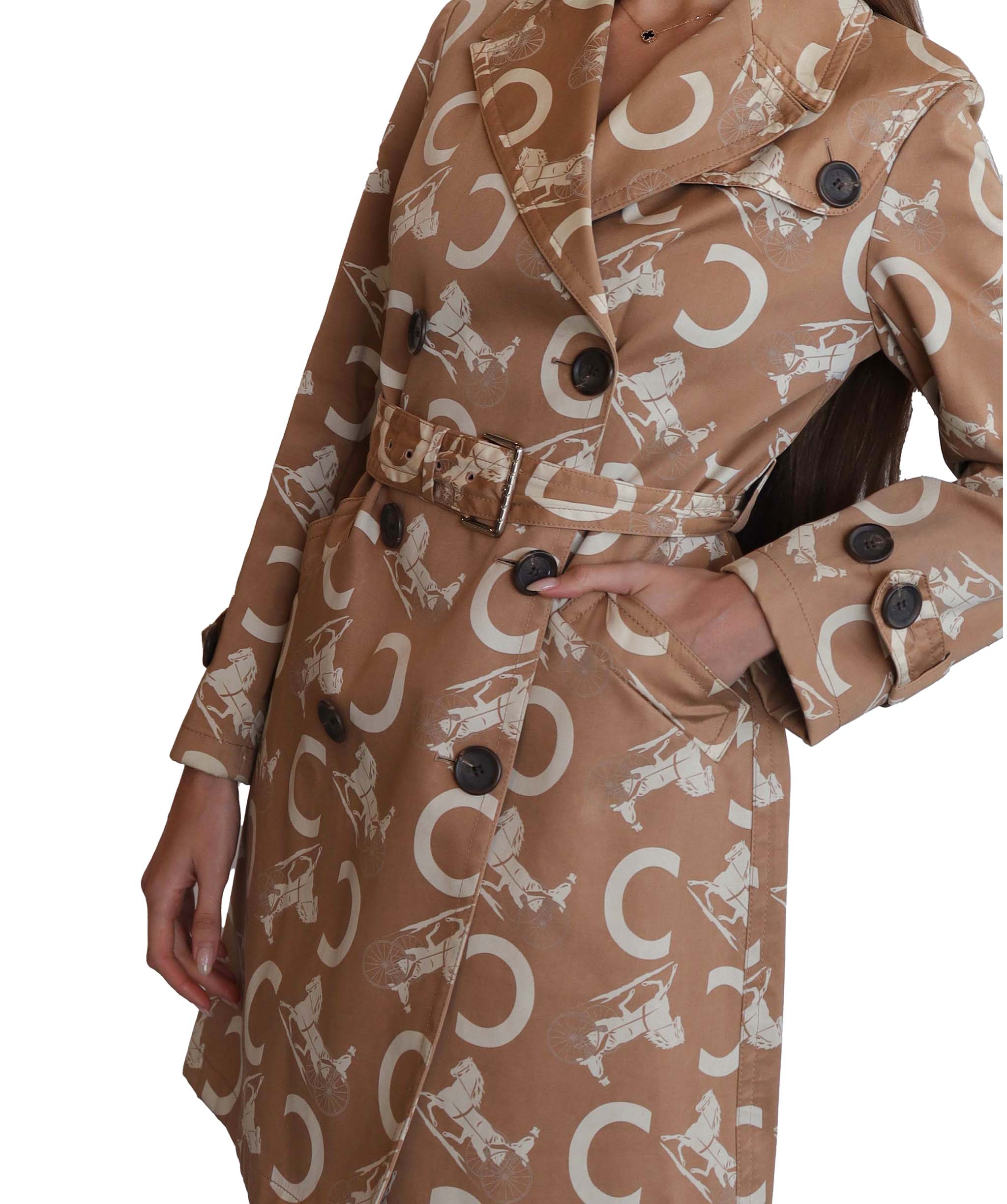 Celine Logo Trench Coat Horse Brown DXBS2015