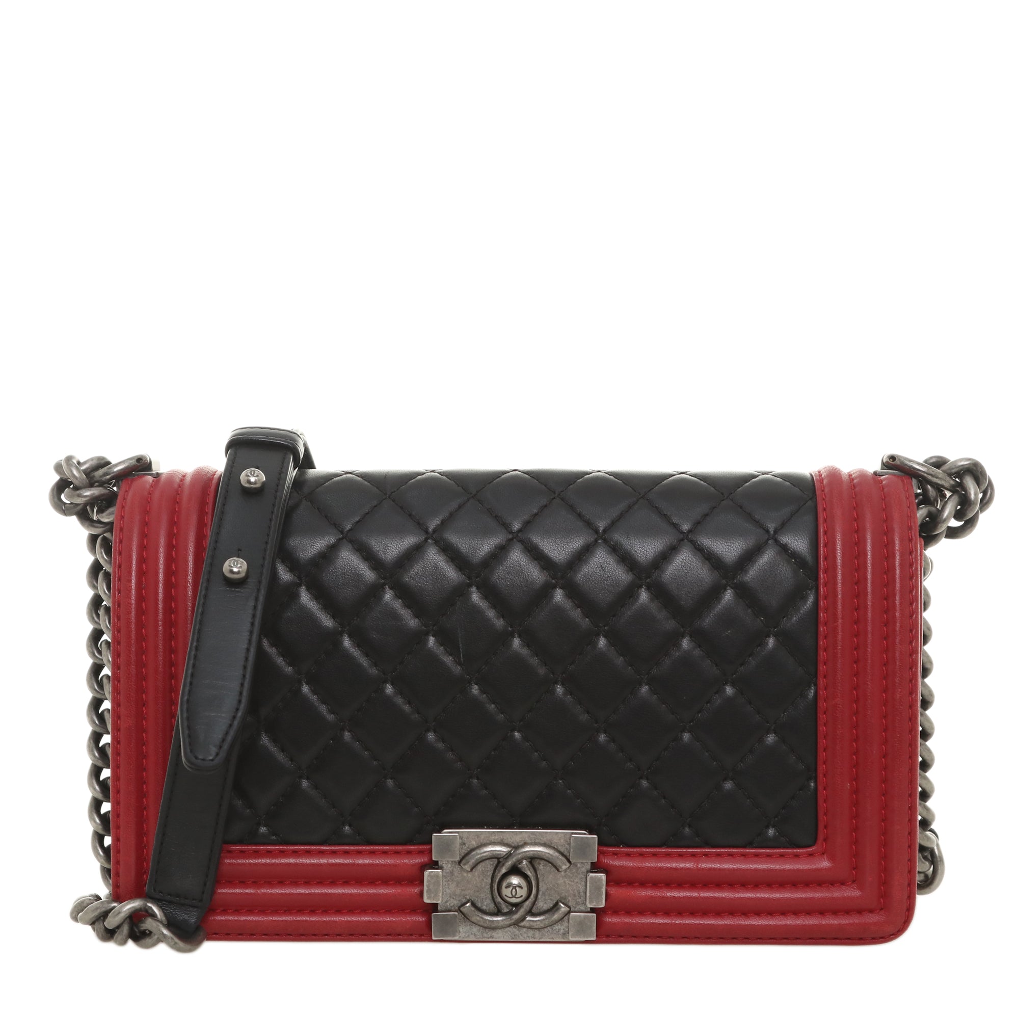 Chanel Old Medium Labskin Two-Tone Boy Bag CHA12006B