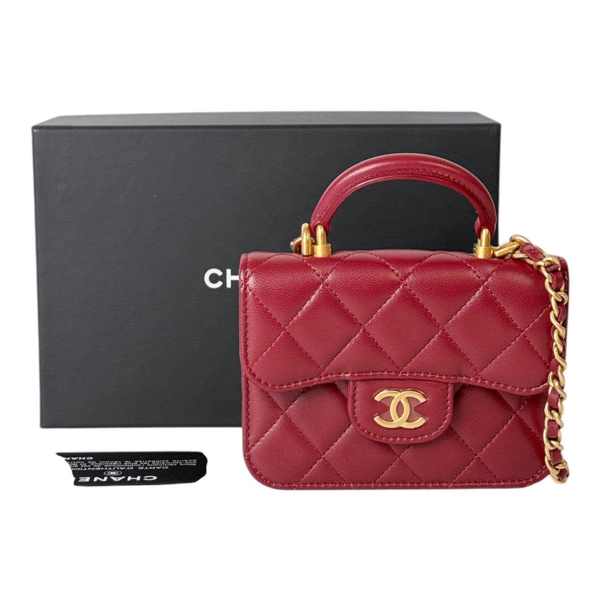 Chanel Quilted Lambskin Micro Handle Flap Bag