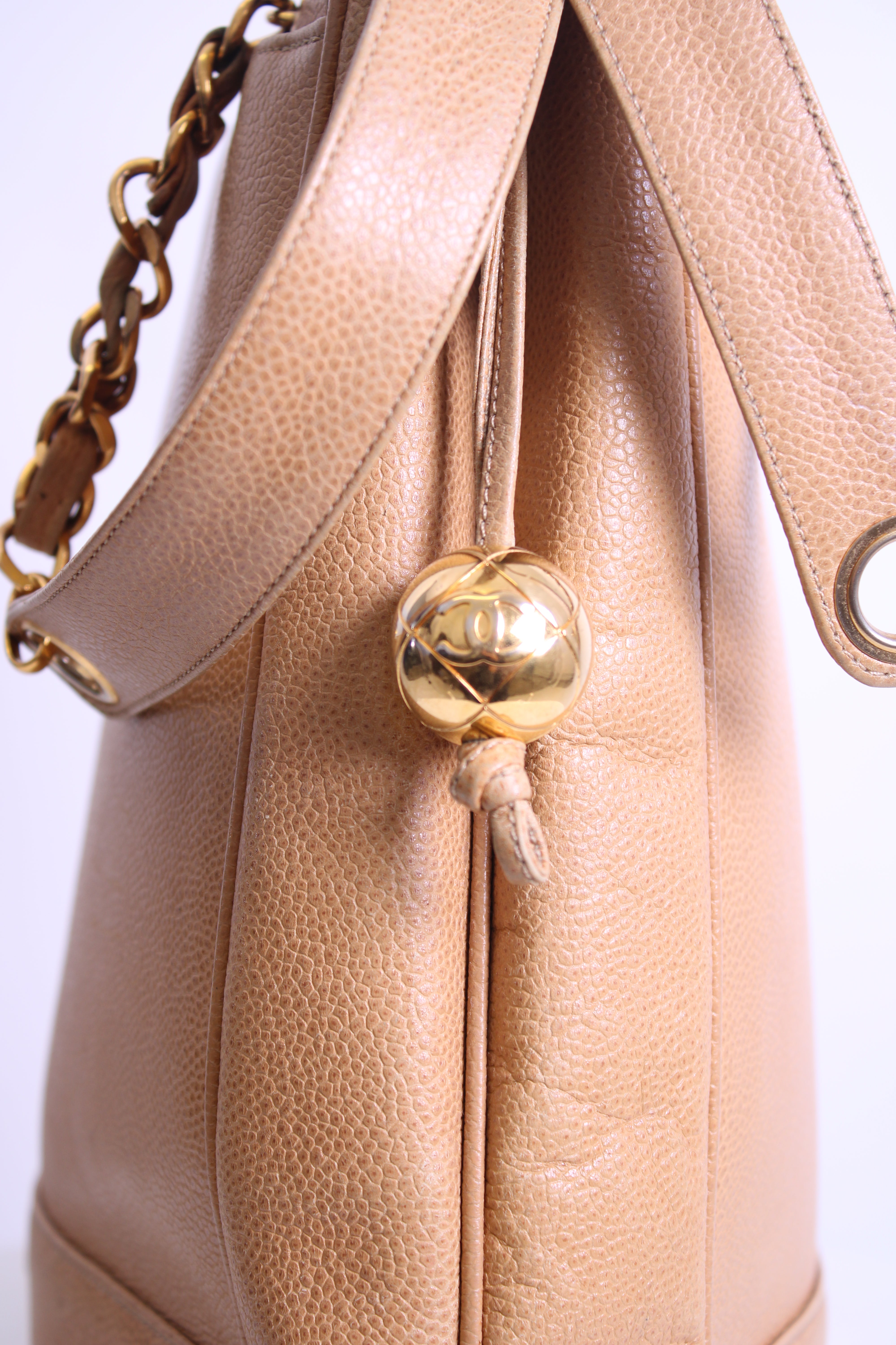 Tan Chanel Triple Coco Ball Chain