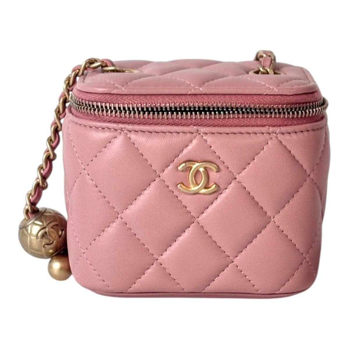 Chanel Mini Pink Quilted Vanity in Lambskin