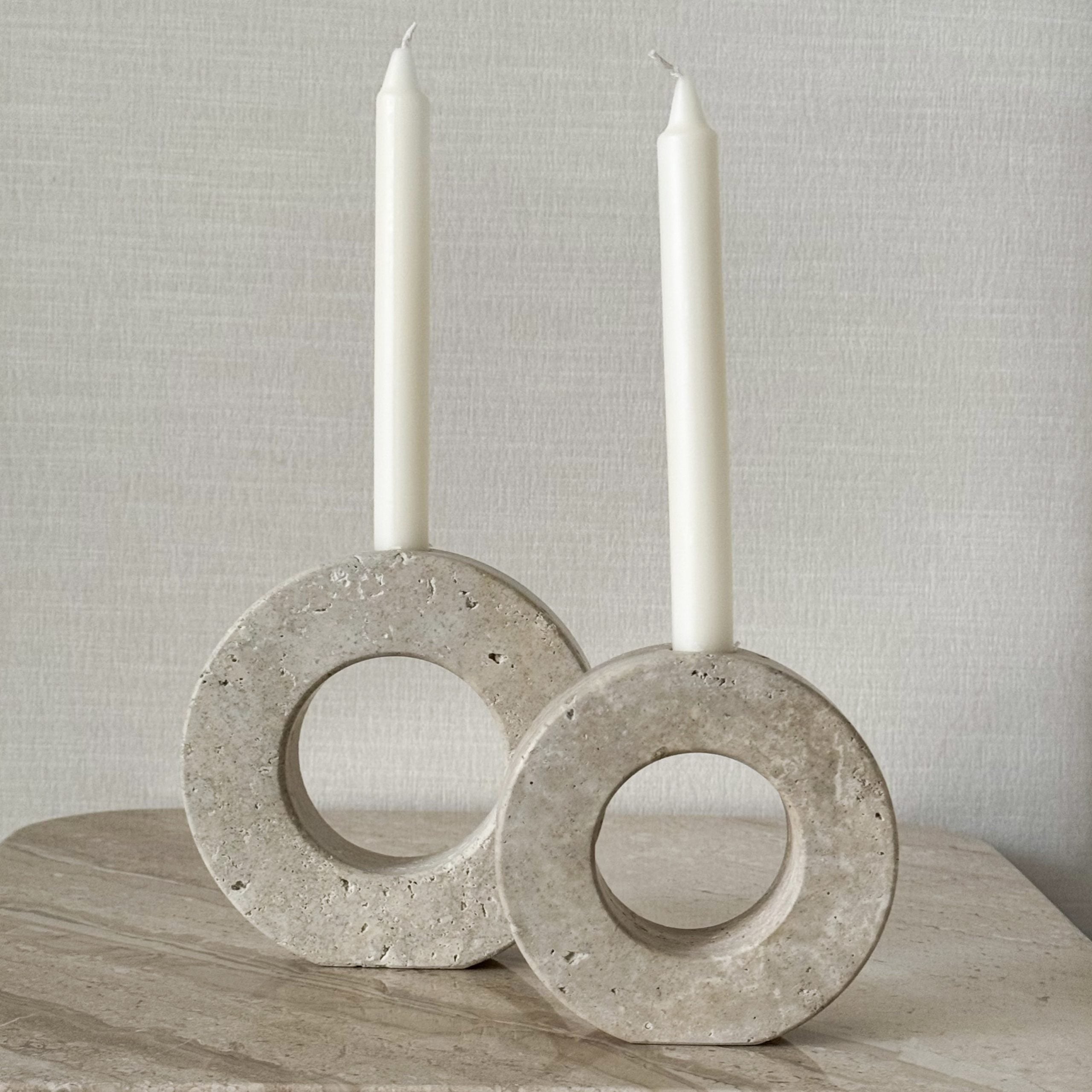 Rhyia Travertine Candle Holders ASC5414