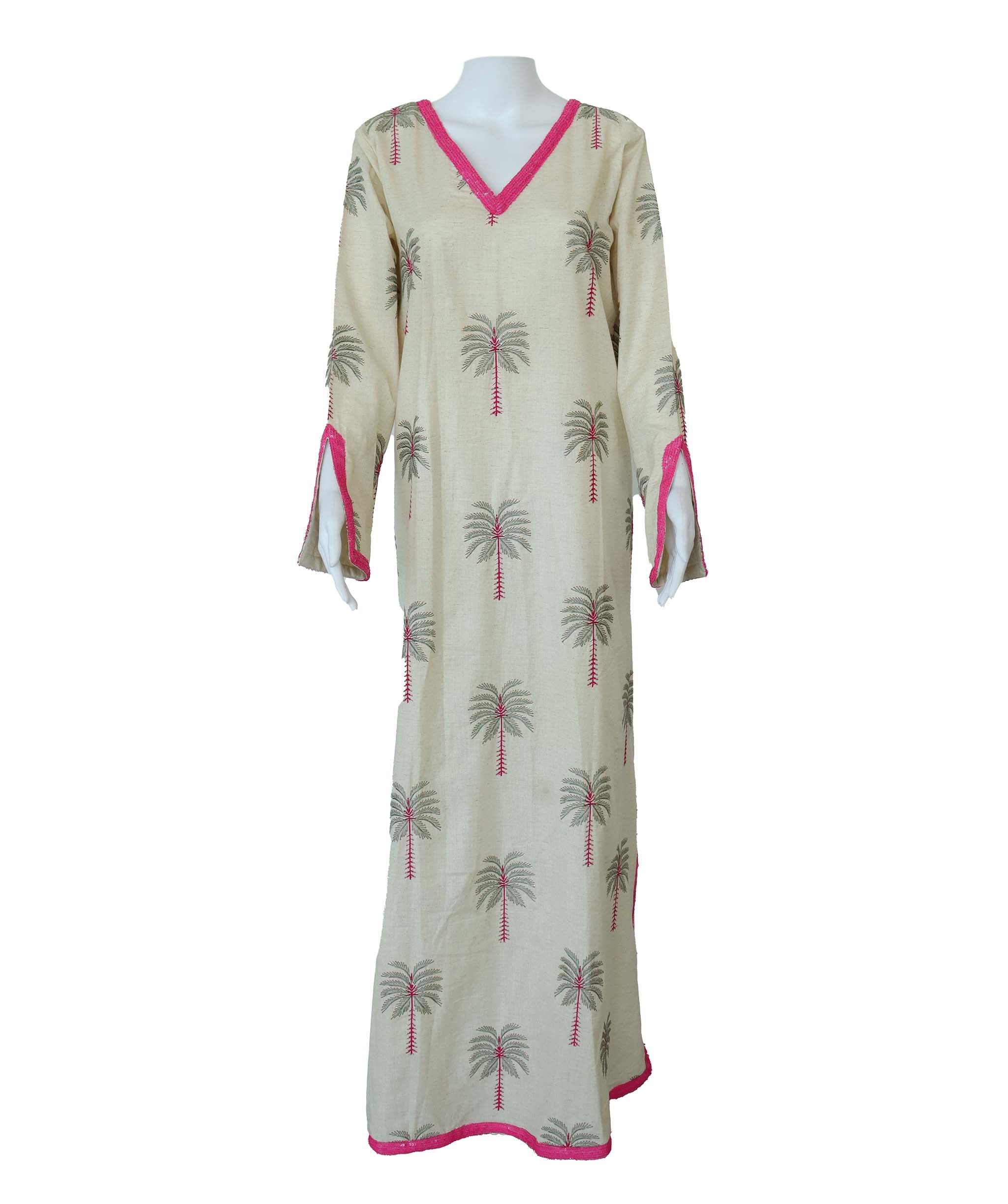 PALM TREE COTTON SHIRT DRESS PINK SIZE OS ASC7132