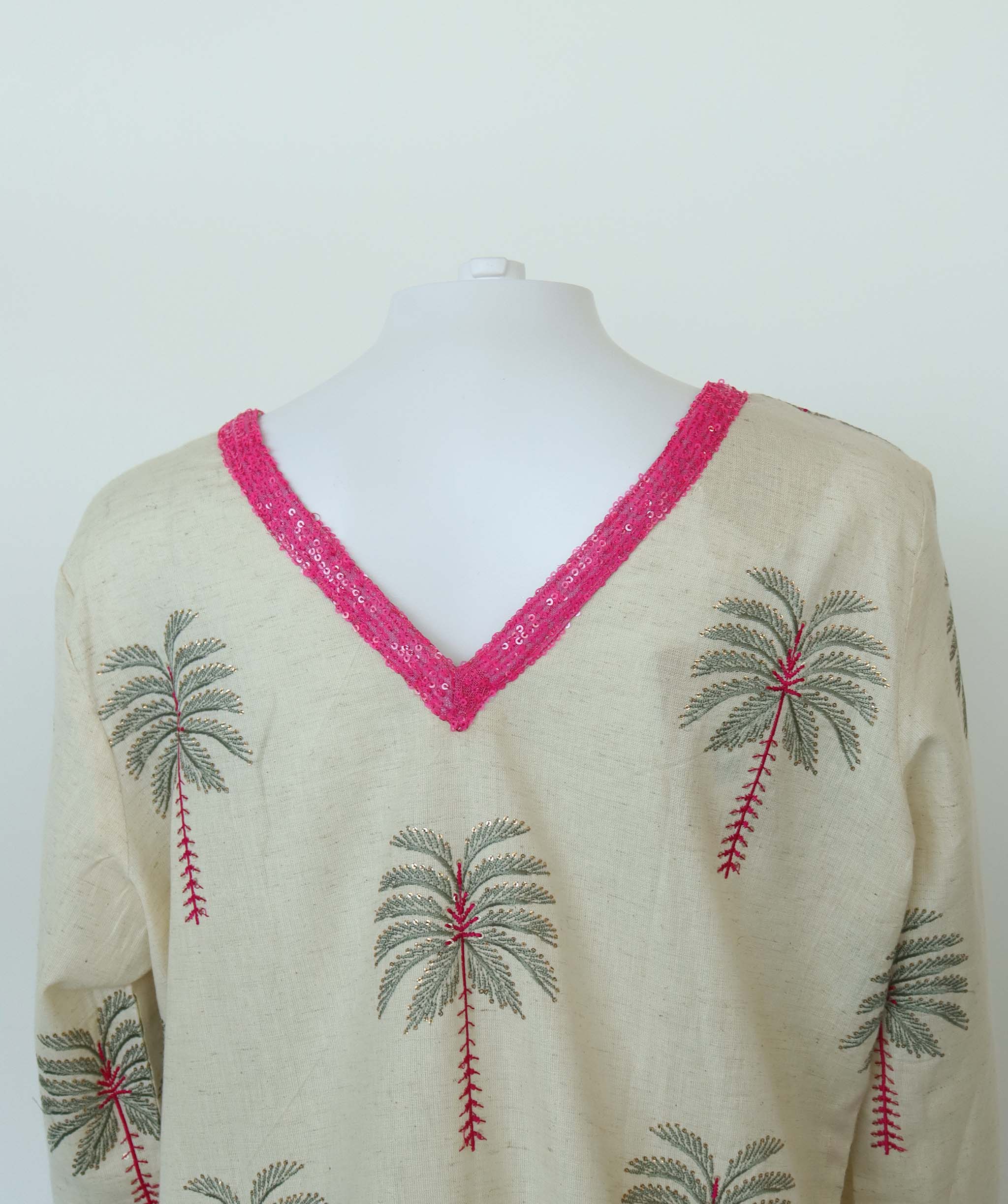 PALM TREE COTTON SHIRT DRESS PINK SIZE OS ASC7132