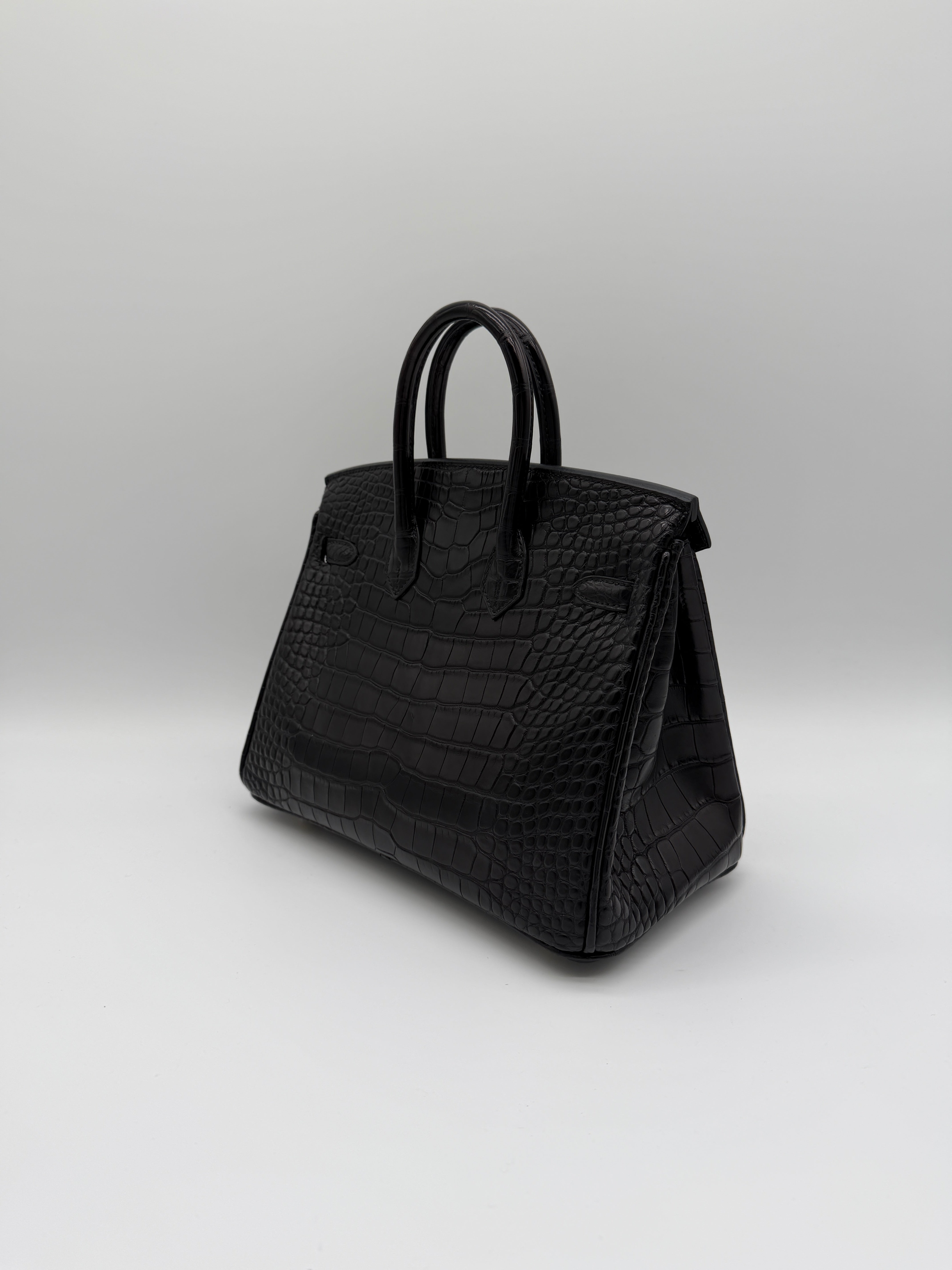 Hermès Birkin 25 Black Matt Alligator Noir Gold Hardware