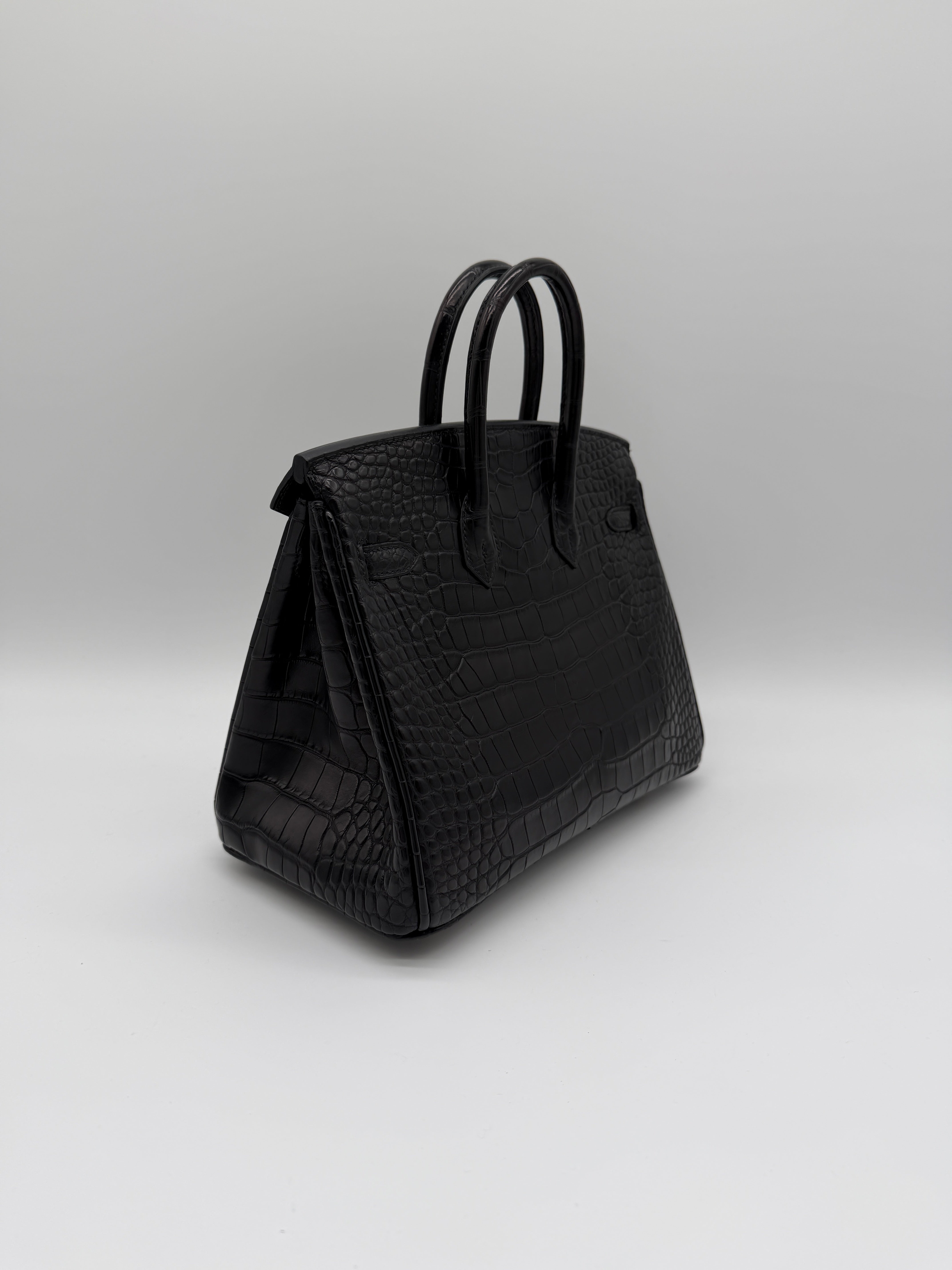 Hermès Birkin 25 Black Matt Alligator Noir Gold Hardware