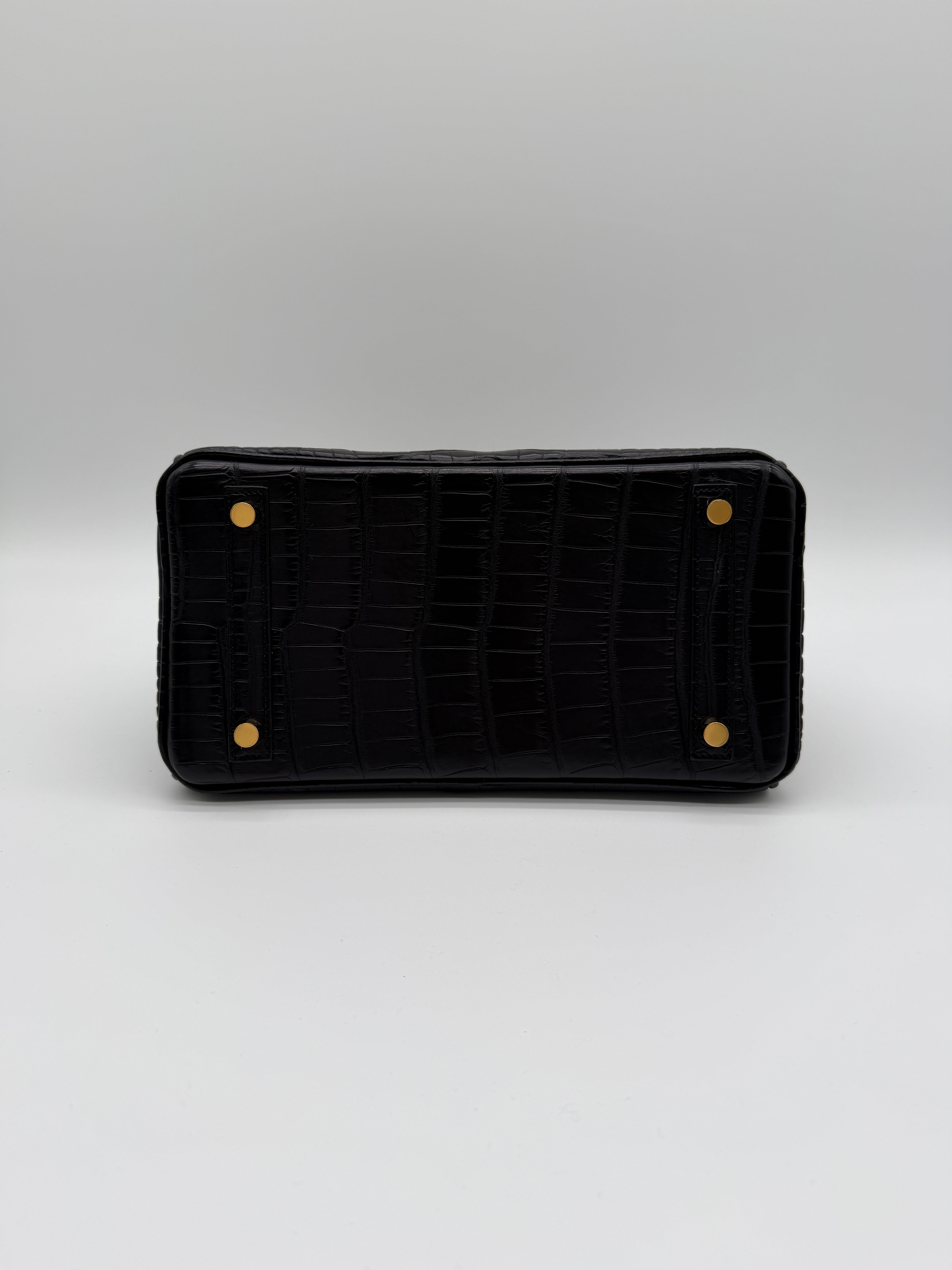 Hermès Birkin 25 Black Matt Alligator Noir Gold Hardware