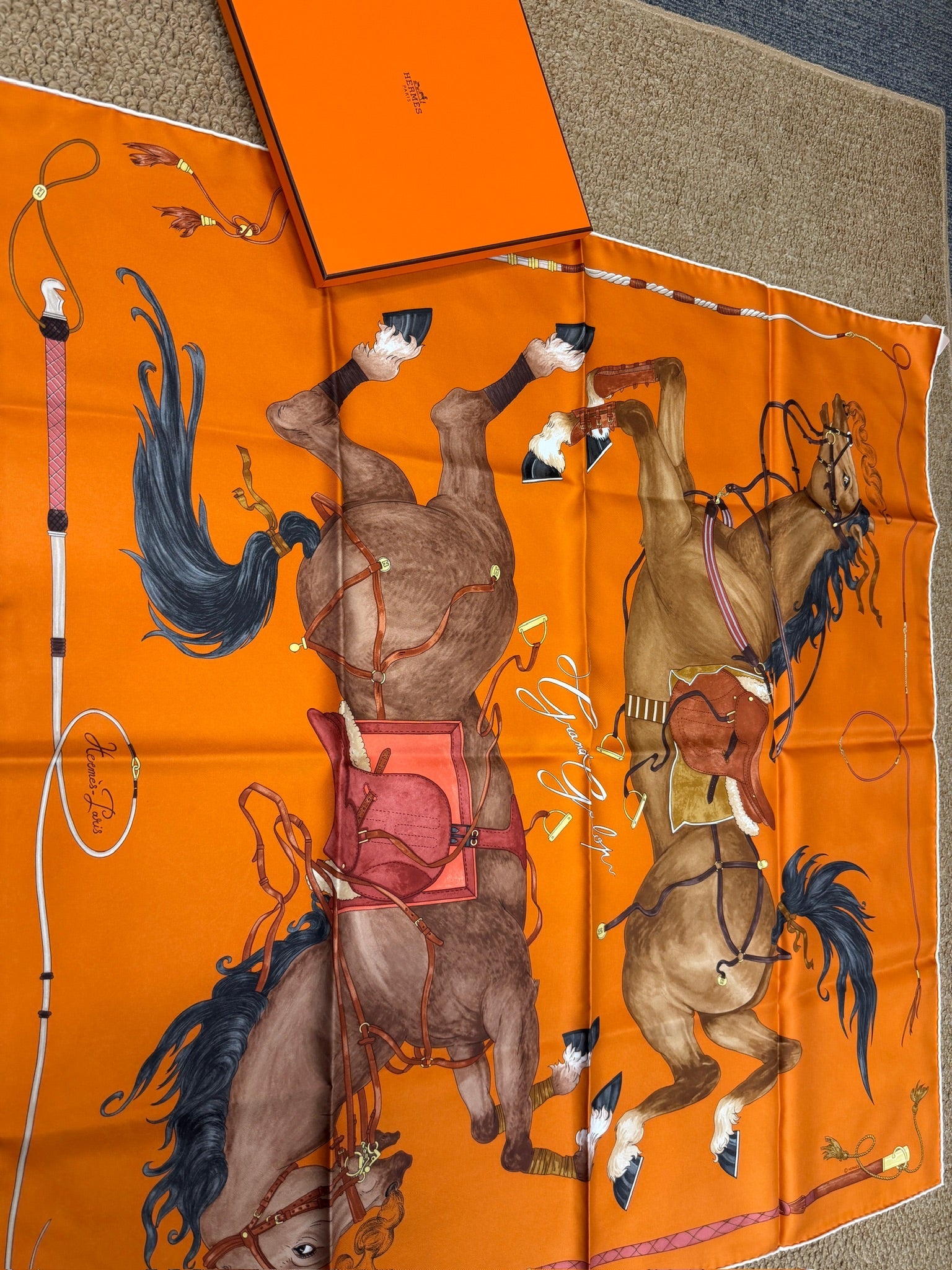Hermès “Grand Galop” Silk Scarf (Carré 90) - New with box