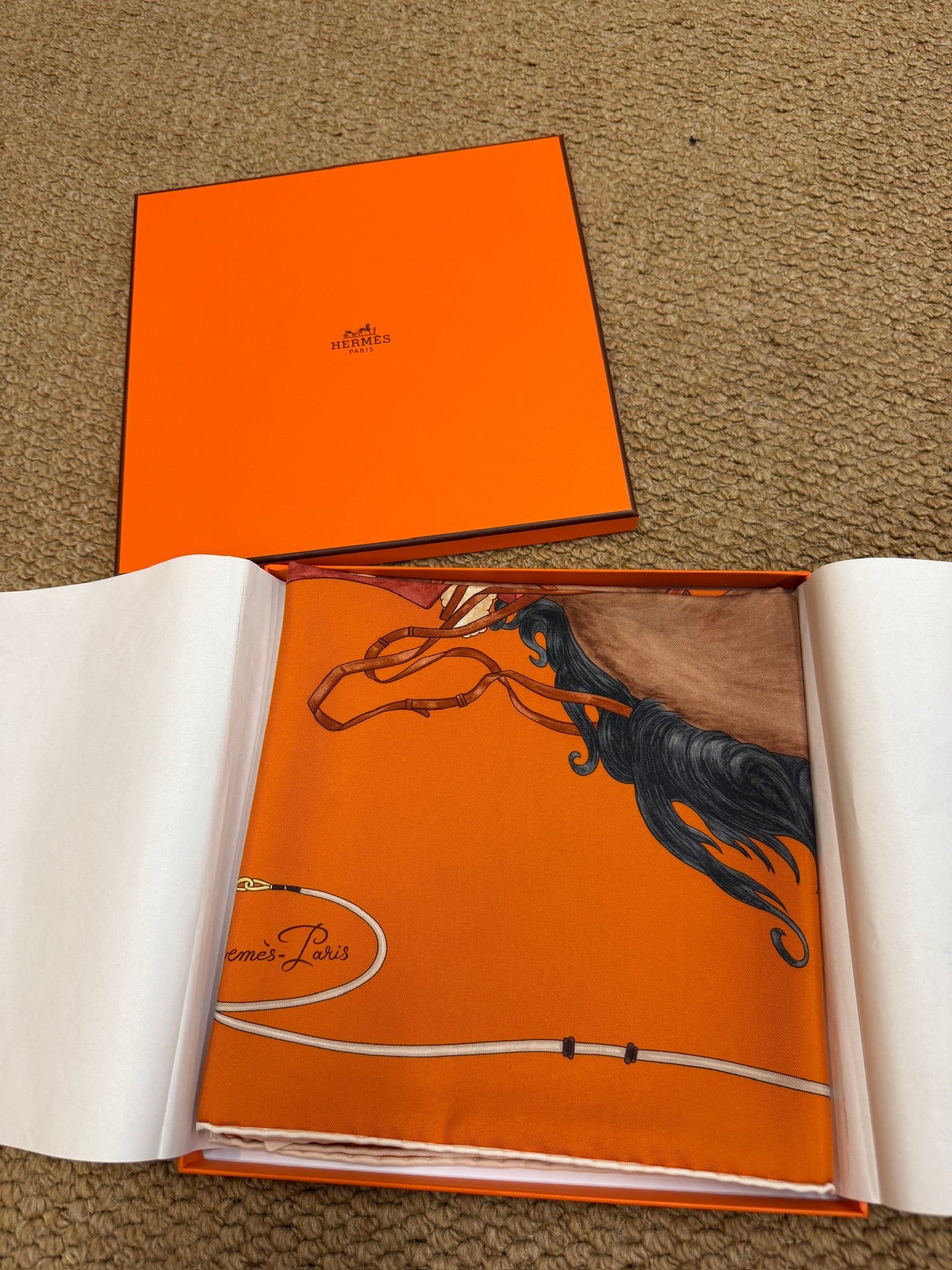 Hermès “Grand Galop” Silk Scarf (Carré 90) - New with box