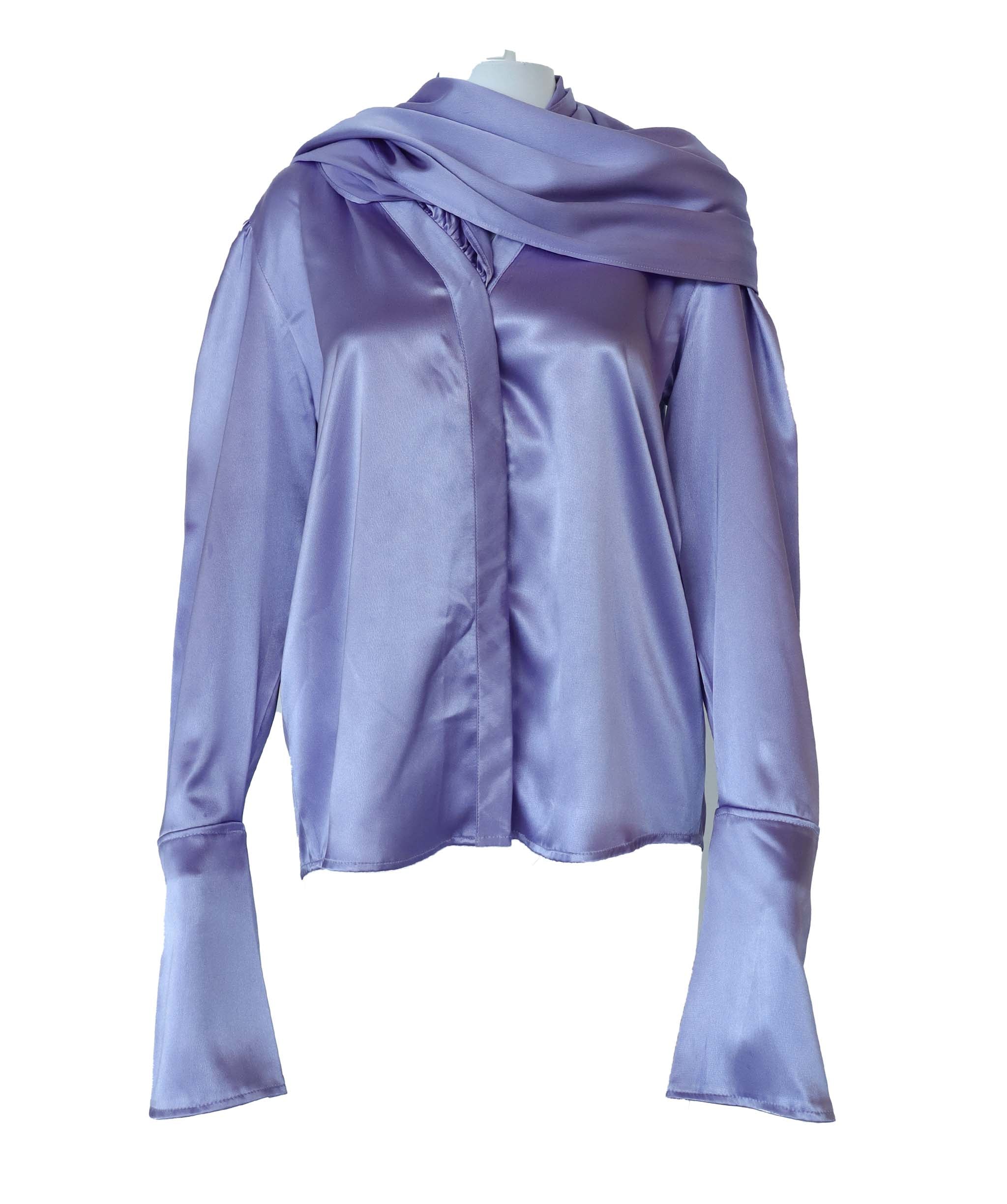 TIMELESS SCARF BLOUSE lILAC SIZE L/XL ASC7105