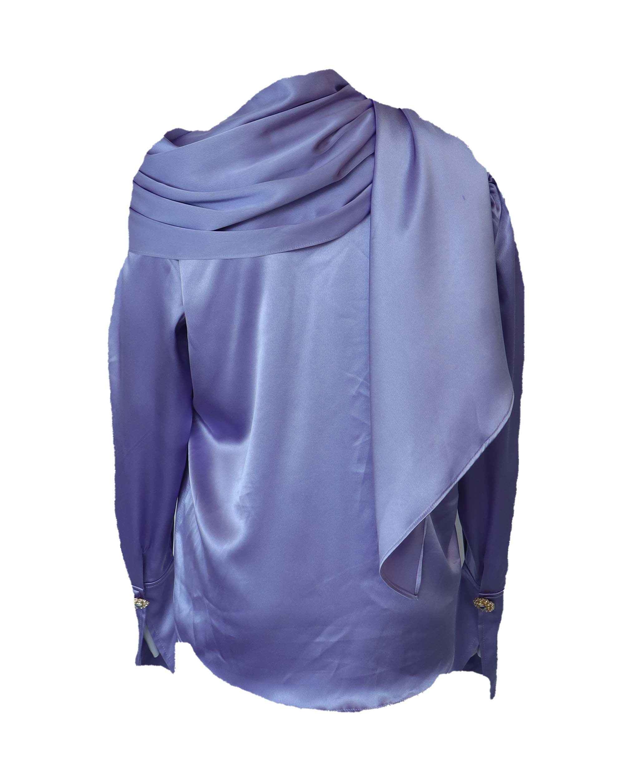 TIMELESS SCARF BLOUSE lILAC SIZE L/XL ASC7105