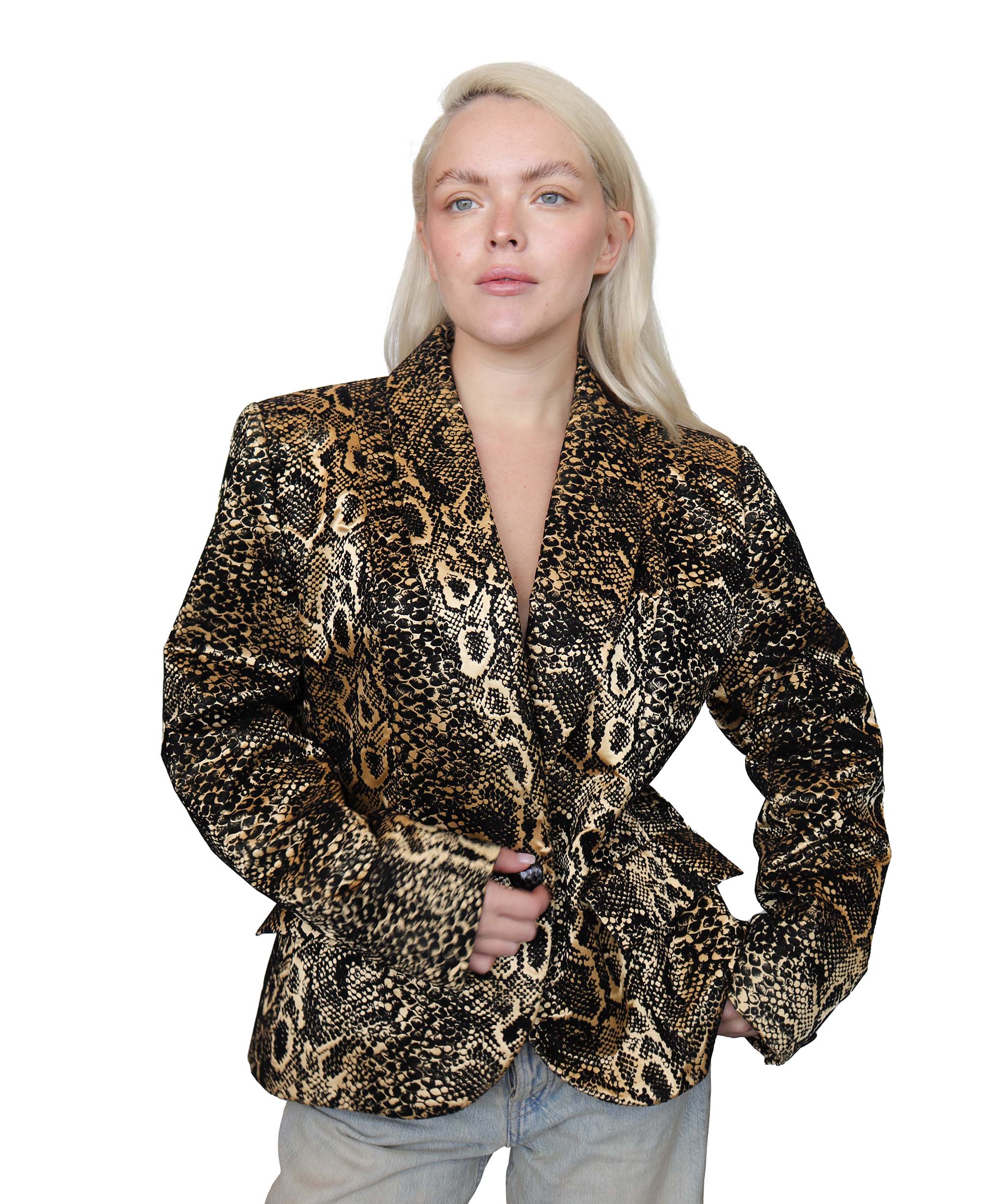 Yves Saint Laurent Snake Skin Printed Velvet Jacket - AGC1810