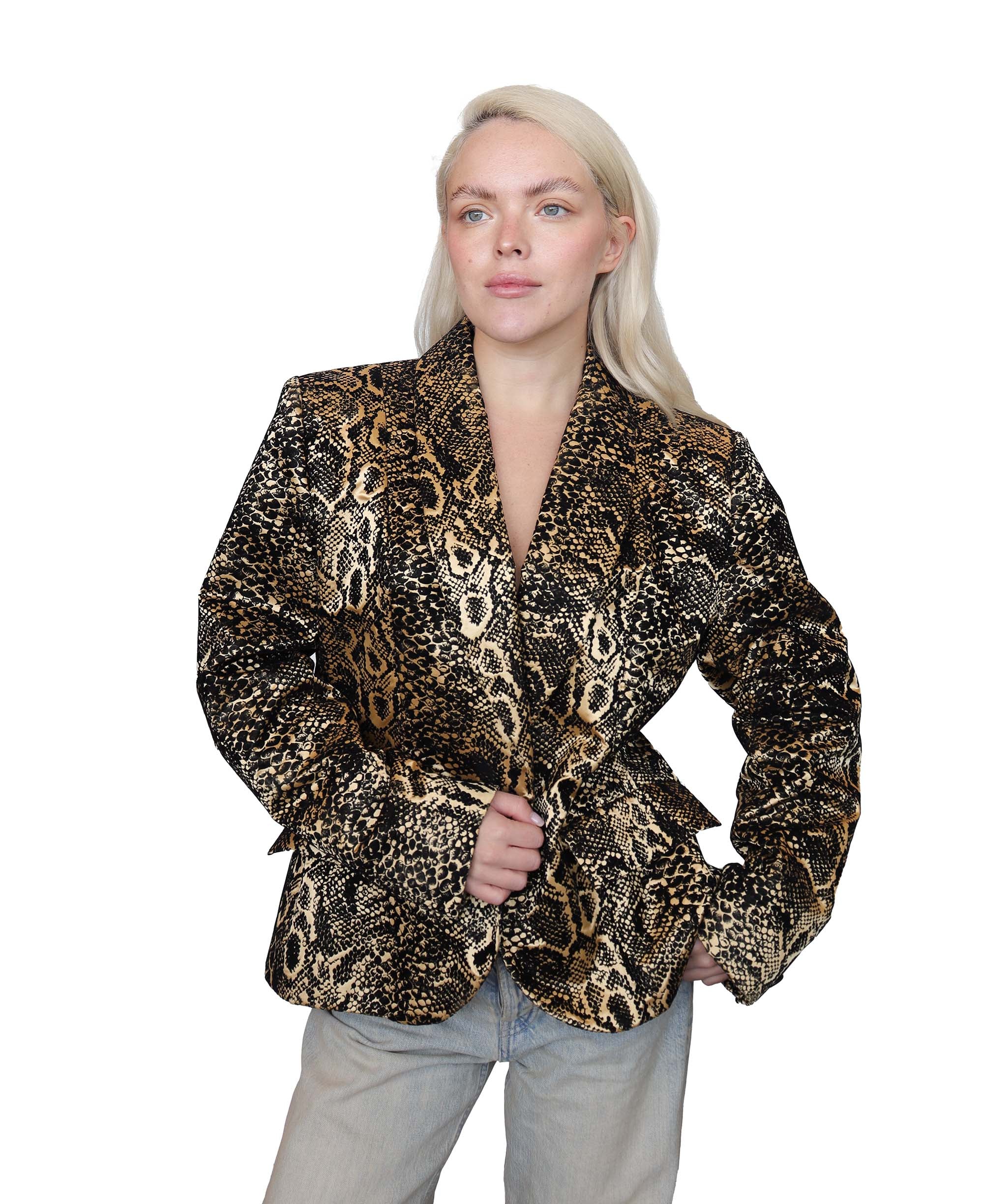 Yves Saint Laurent Snake Skin Printed Velvet Jacket - AGC1810