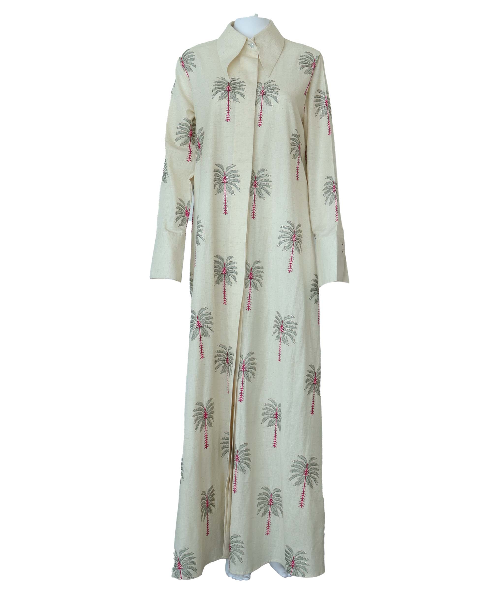 PALM TREE COTTON SHIRT DRESS SIZE OS  ASC7131