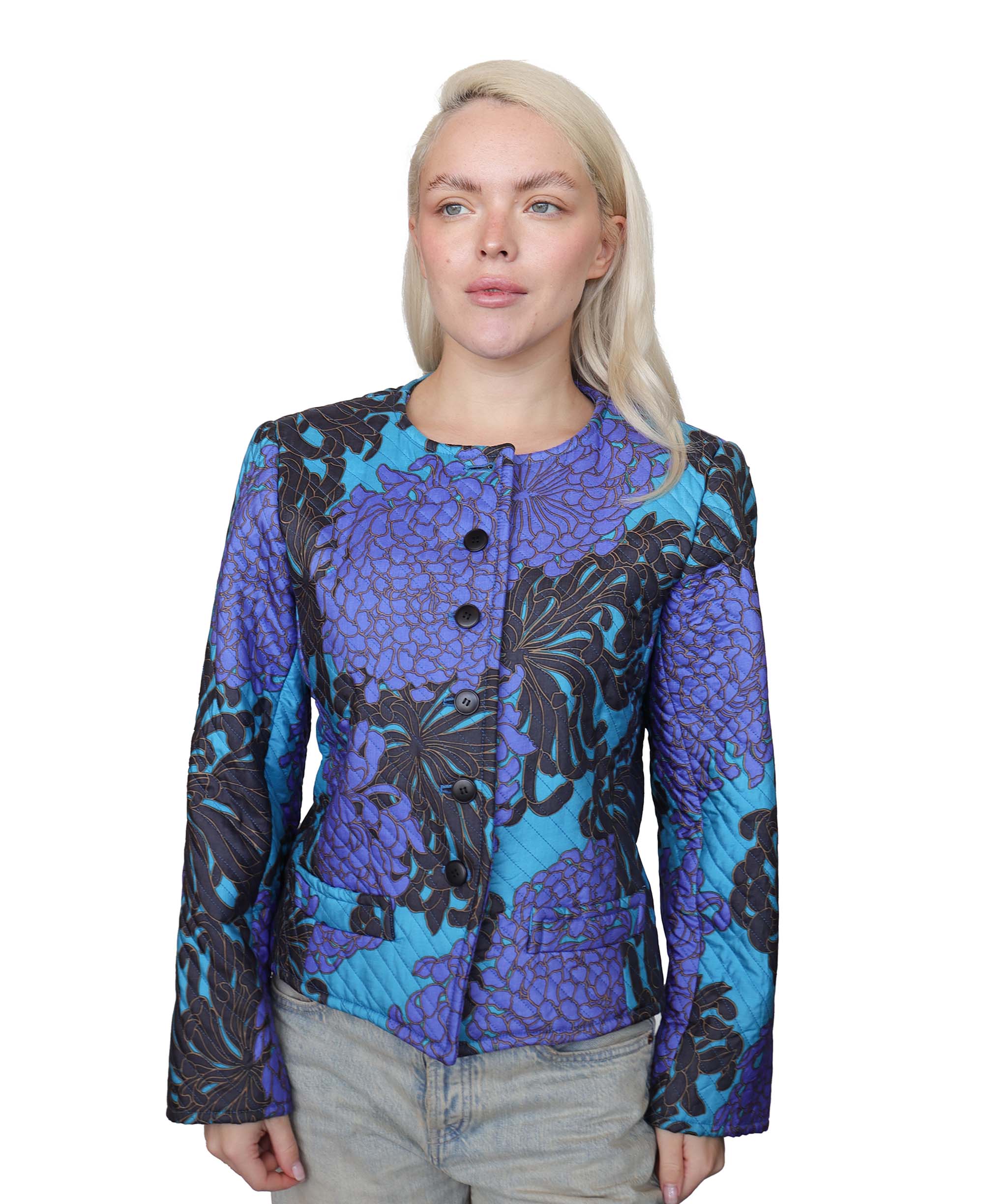 Yves Saint Laurent silky violet padded flower jacket AGC1856