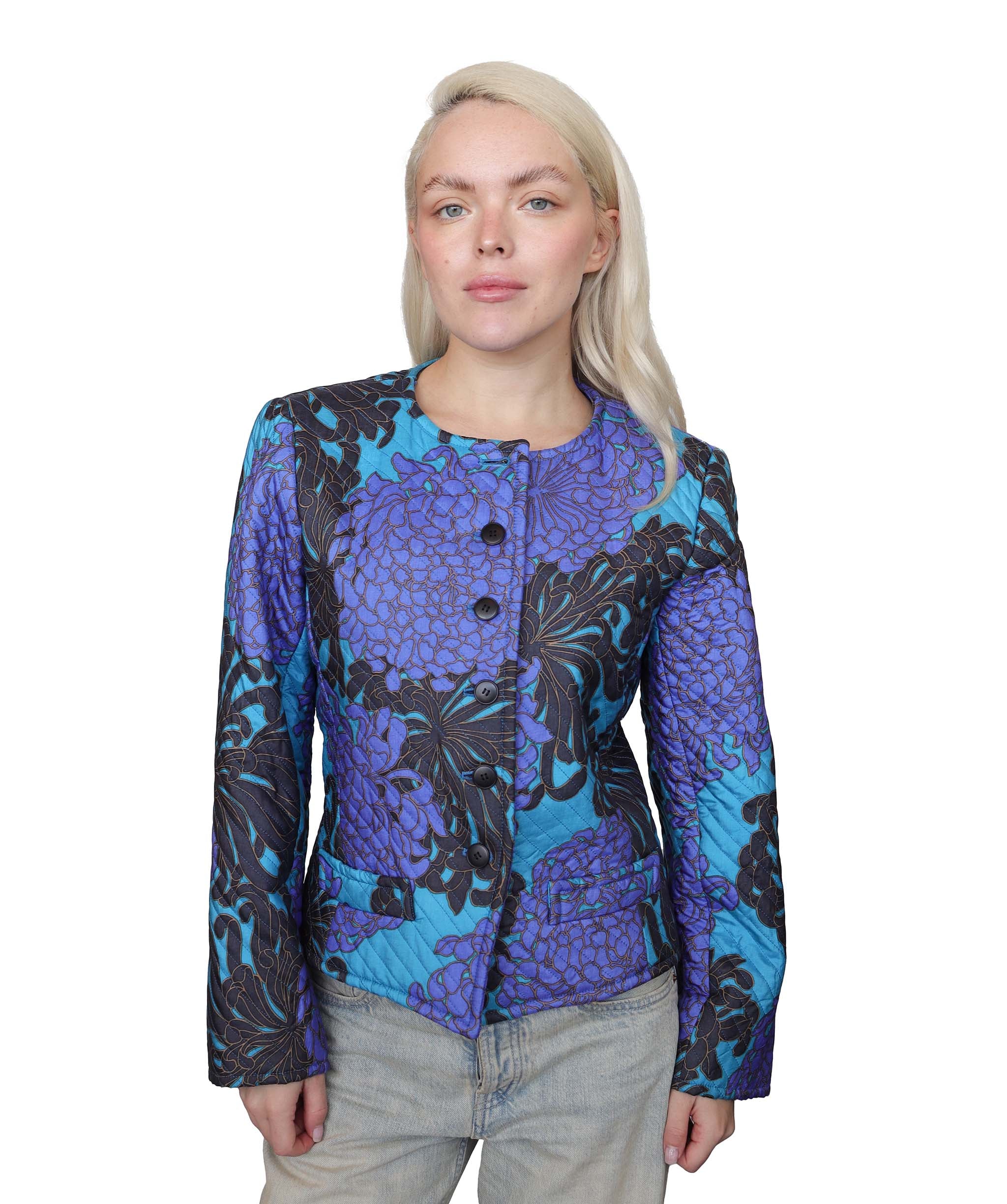 Yves Saint Laurent silky violet padded flower jacket AGC1856