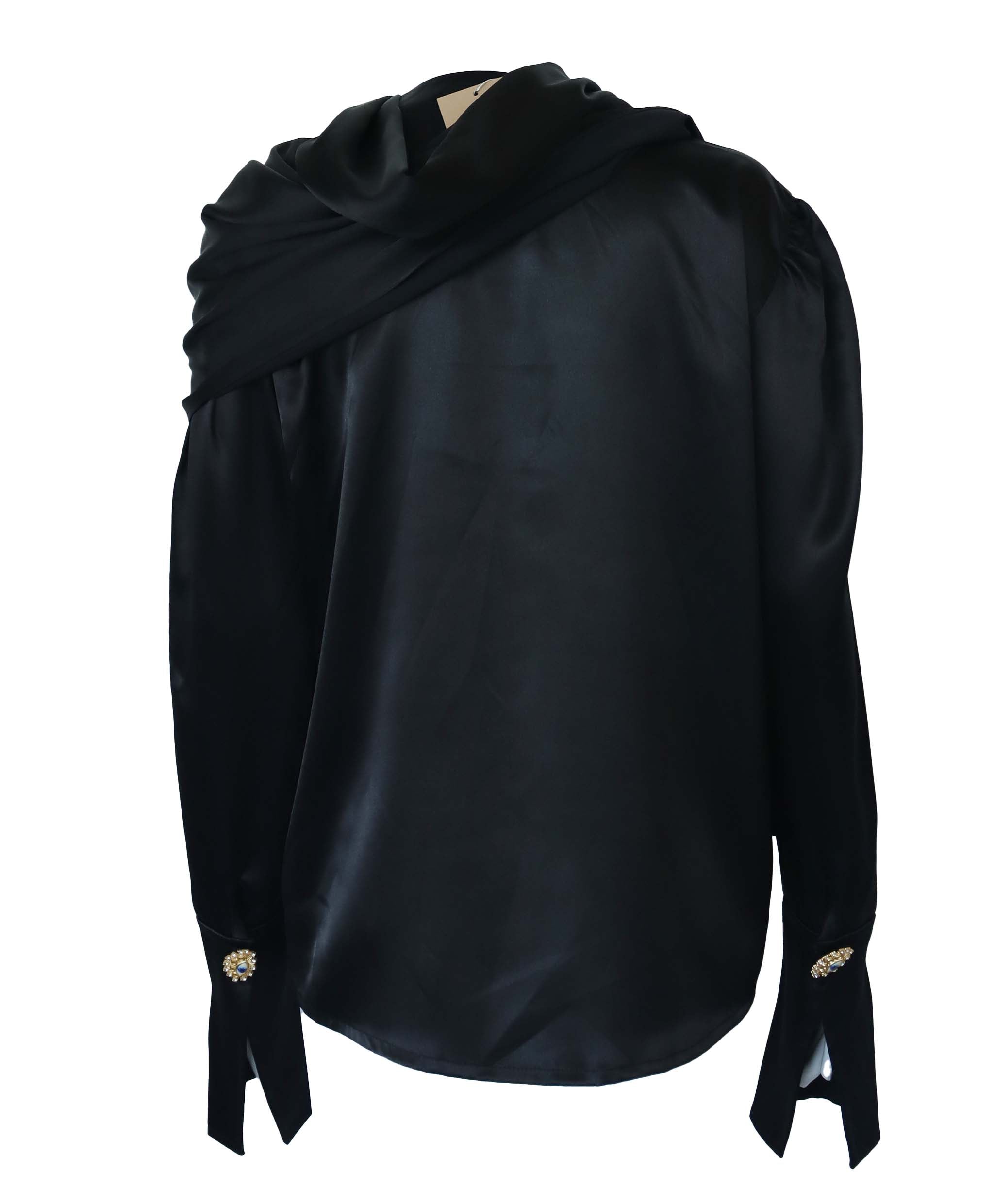 TIMELESS SCARF BLOUSE BLACK SIZE S/M ASC7104