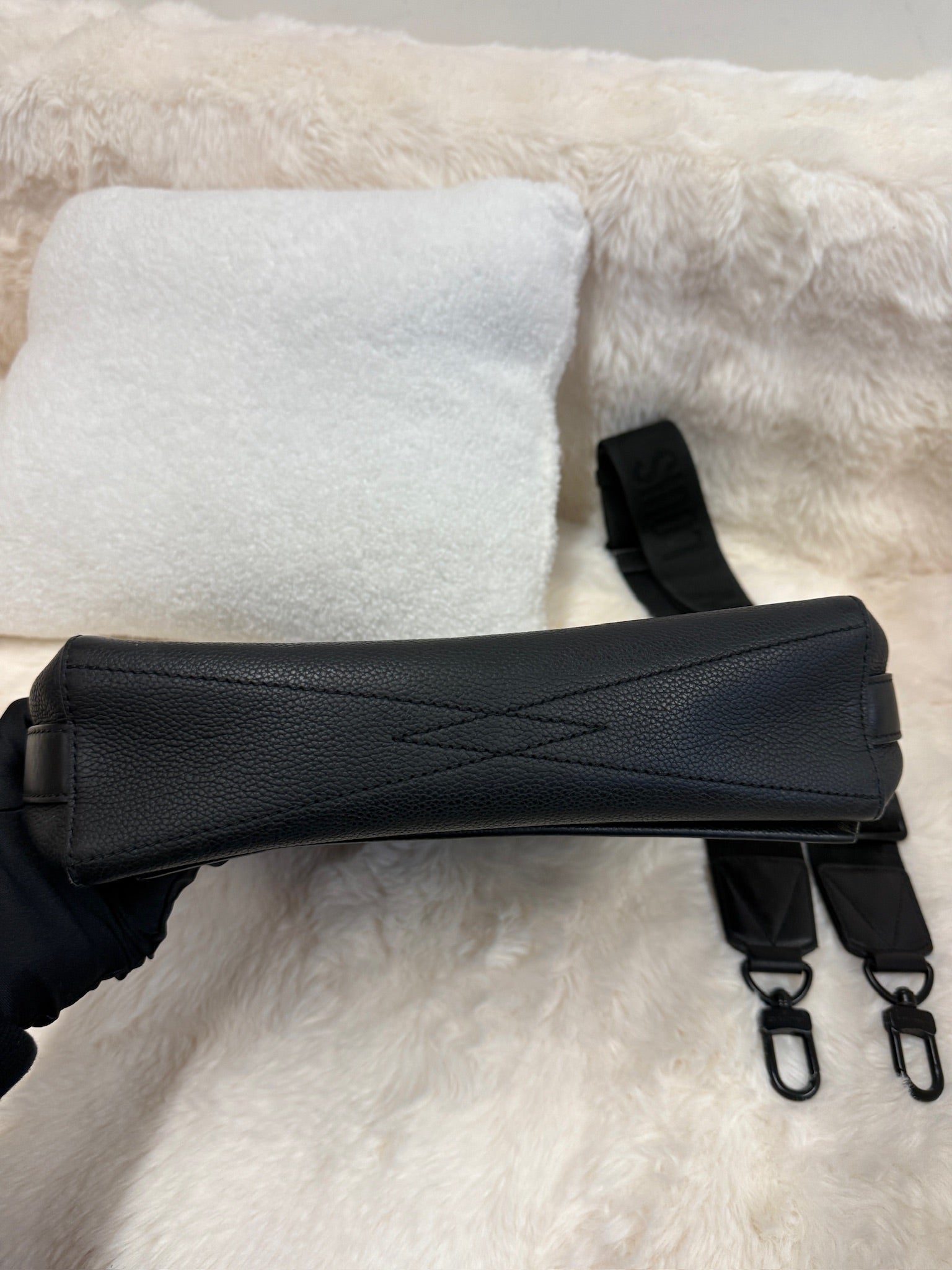 Louis Vuitton Black Leather Messenger Bag