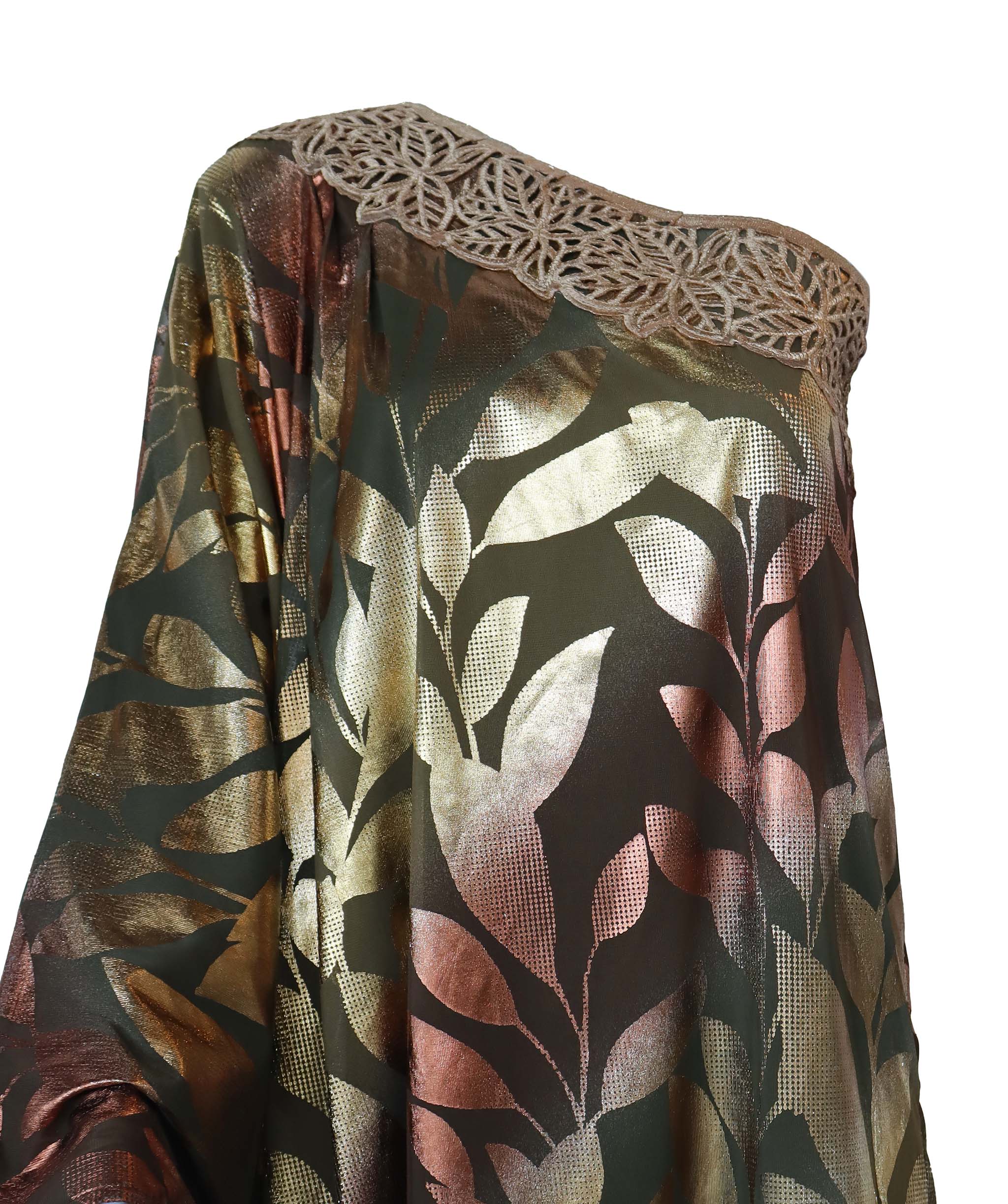 One shoulder tropical kaftan bronze S/M ASC7245